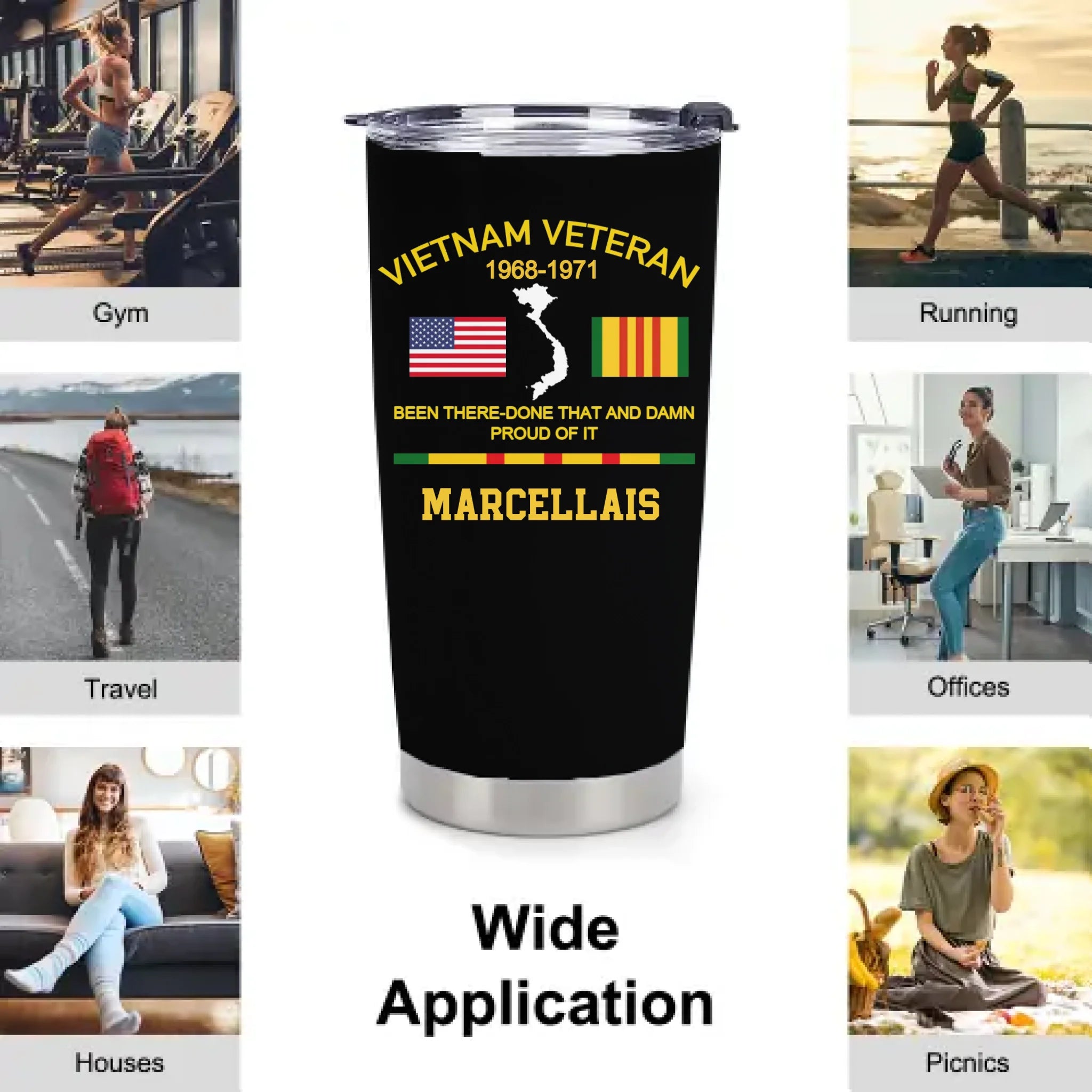 Customized Been There Done That And Damn Proud Of It Vietnam Veteran Thermos Cup - Personalized Name And Year/Period - Gifts For Veterans, Soldiers