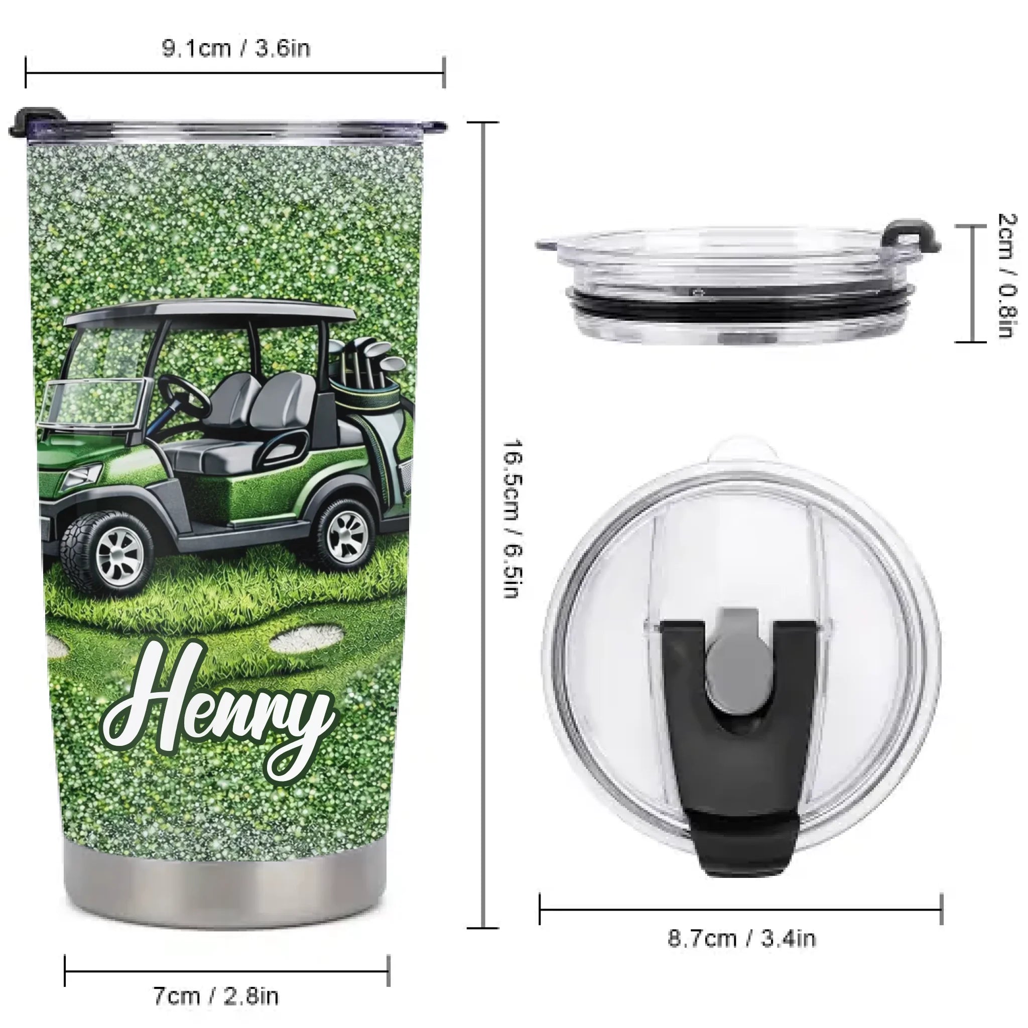 Eat Sleep Golf Repeat Customized Thermos Cup - Personalized Name - Gifts For Golf Lovers