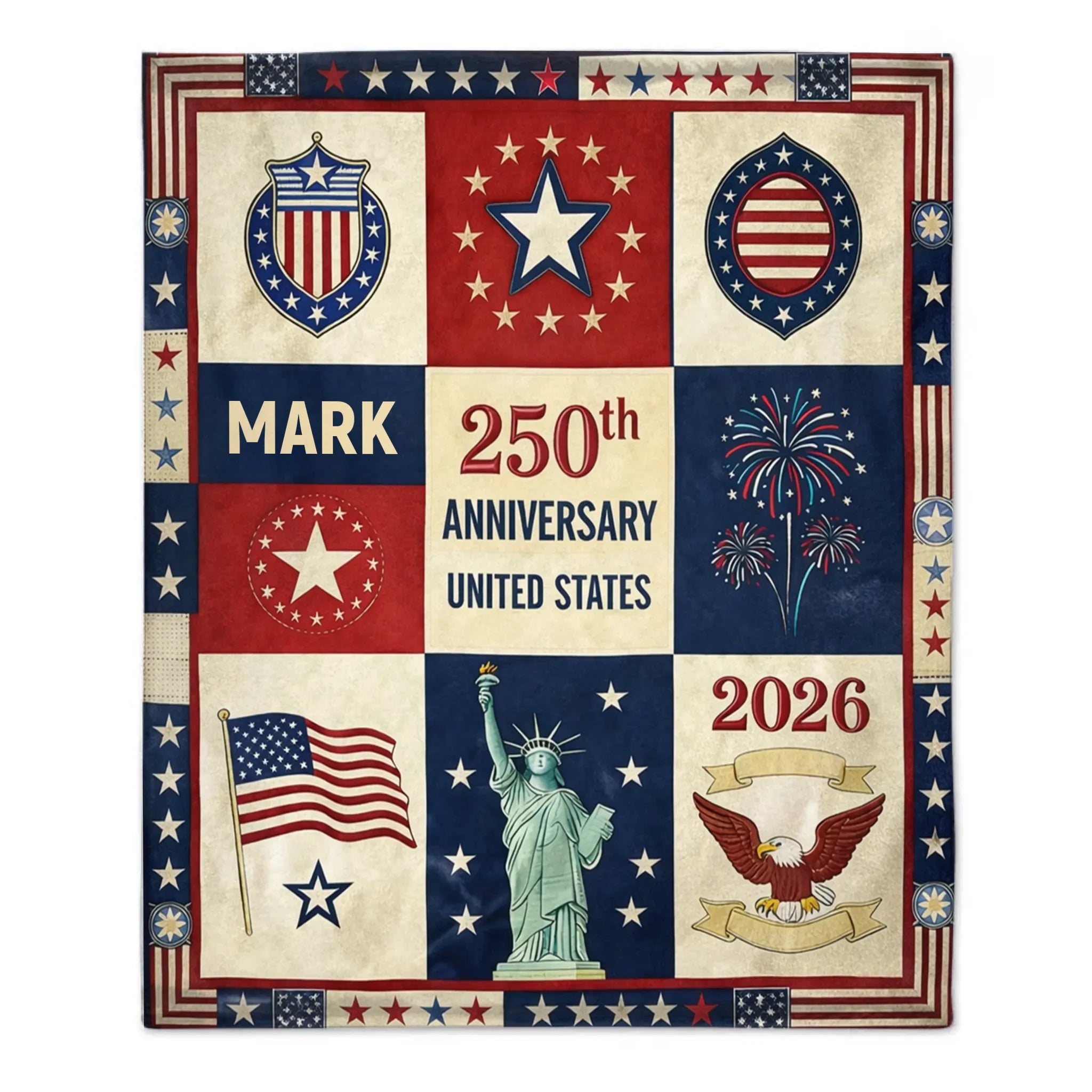 USA 250th Anniversary Customized Blanket – Personalized Name – Gift For Patriot