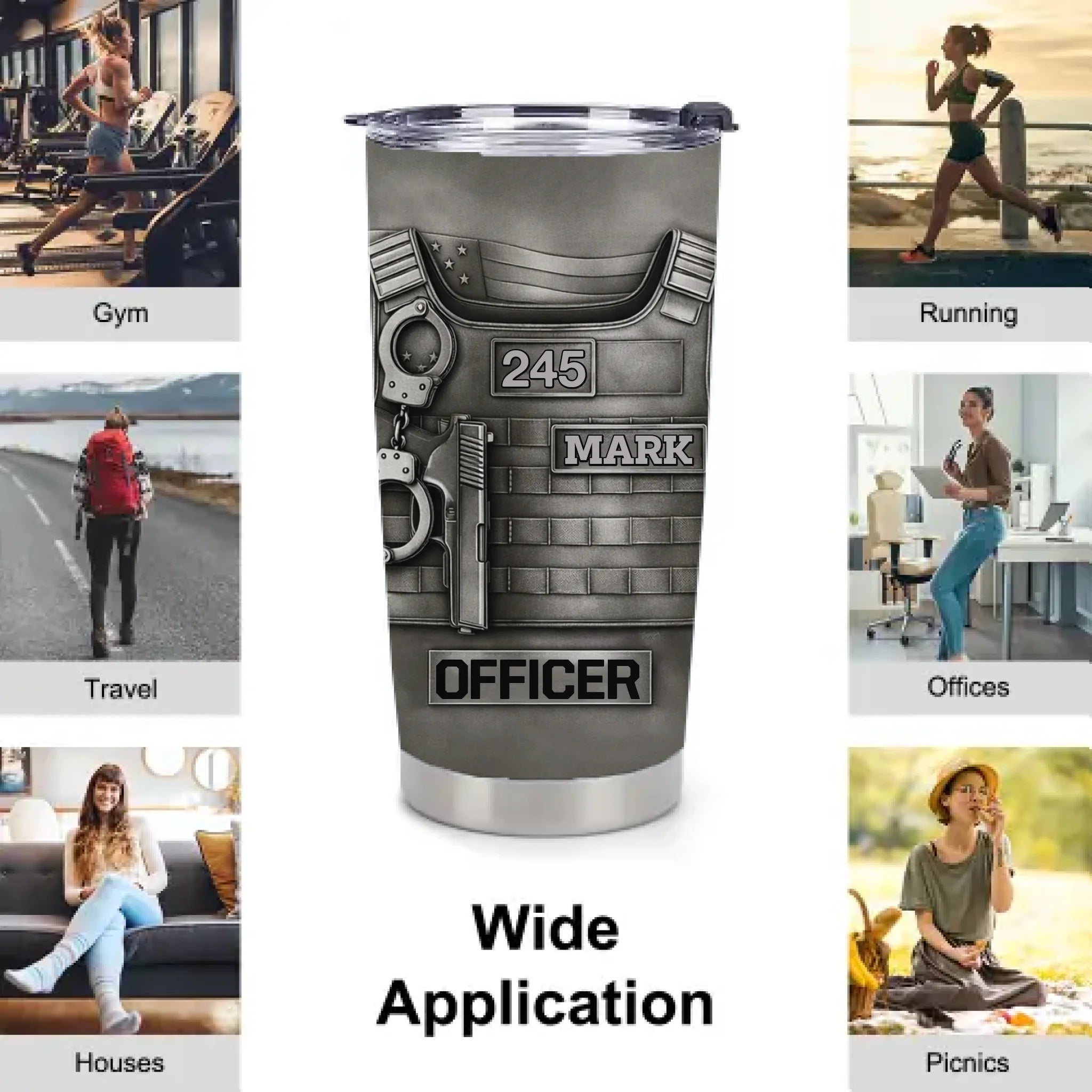Customized Beloved Officer Thermos Cup - Personalized Name, Number And Role - Gift For Law Enforcement