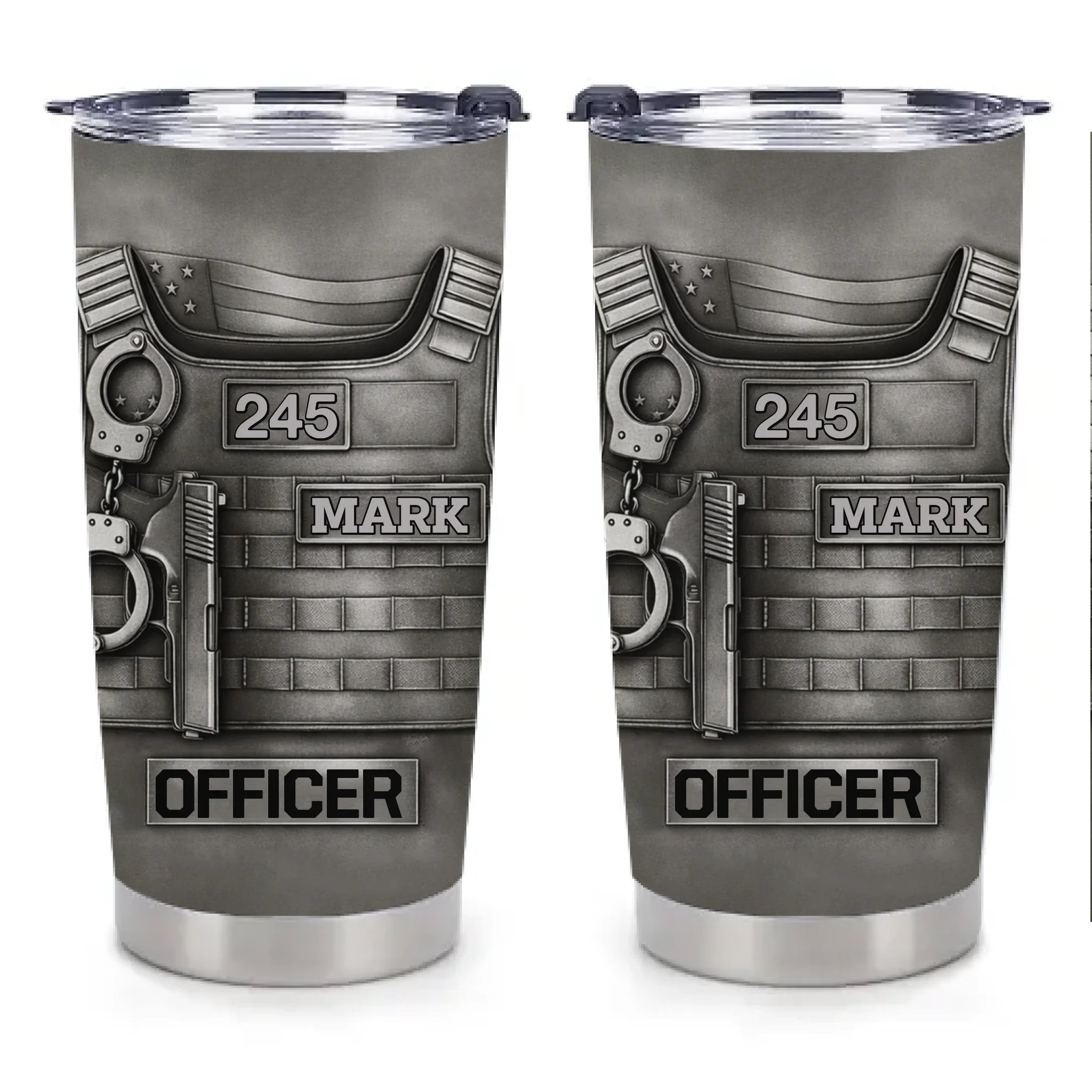 Customized Beloved Officer Thermos Cup - Personalized Name, Number And Role - Gift For Law Enforcement