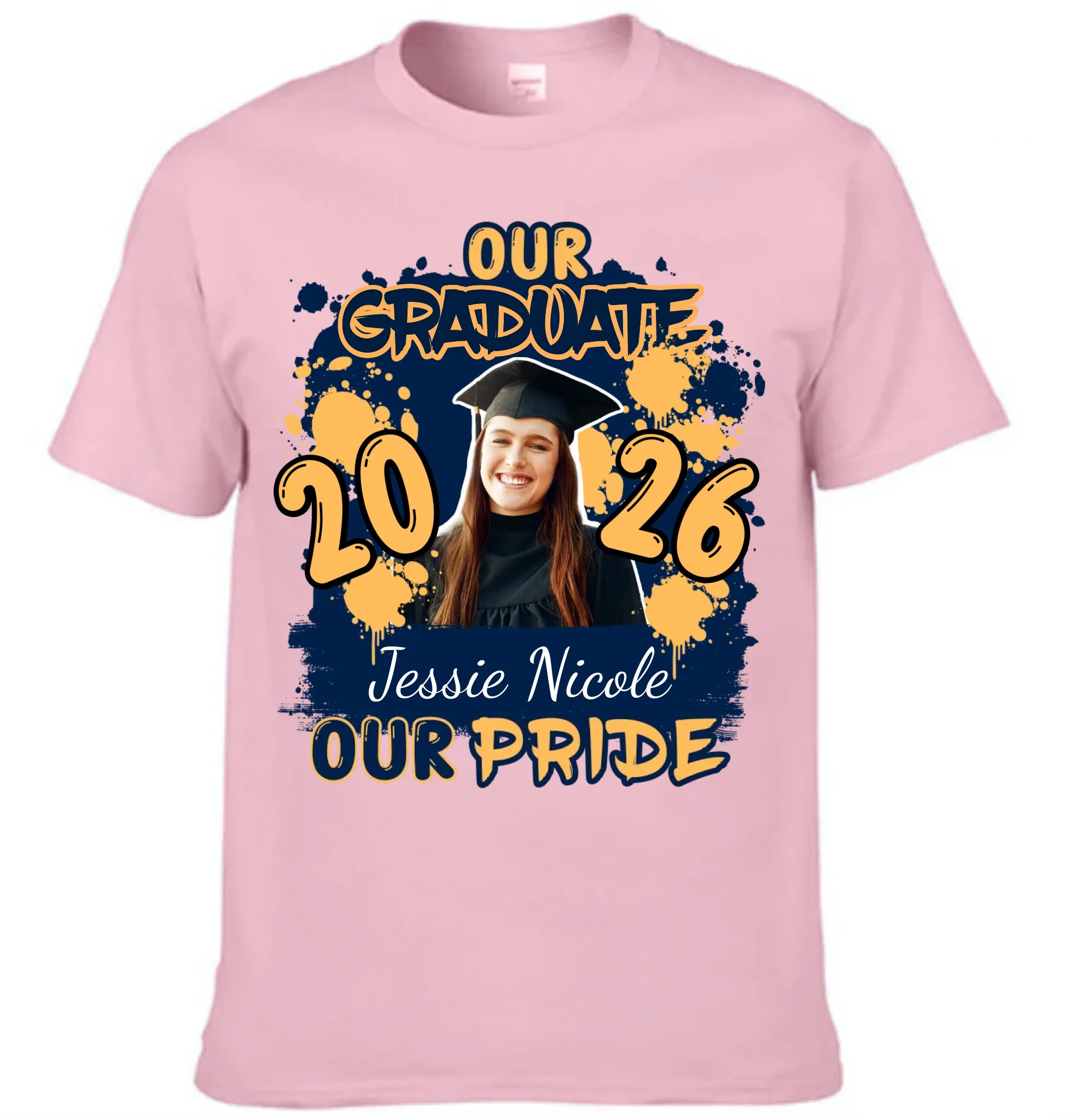 Custom Graduation Season T-Shirt - Personalized Graduation Apparel with Photo, Name and Year - Memorial Gifts for Students, Grandchildren, Siblings