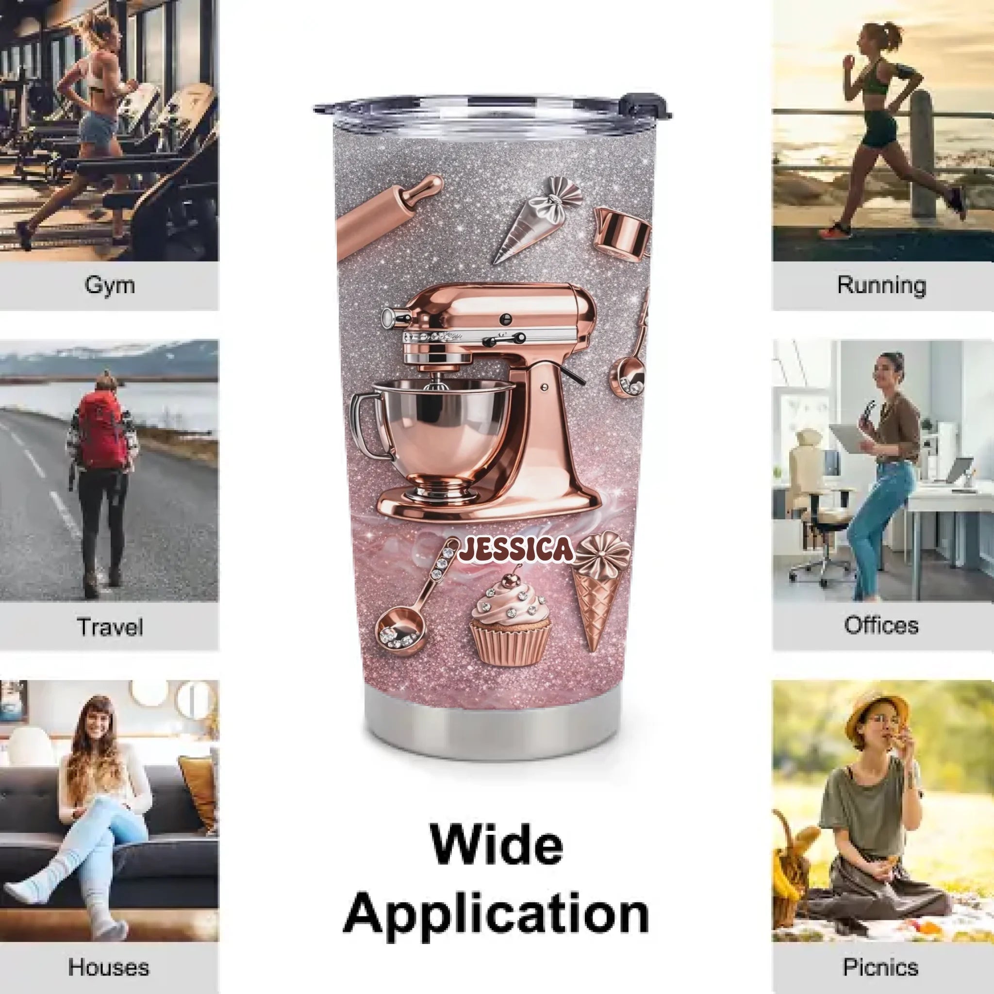 Love Baking Customized Thermos Cup - Personalized Name - Gifts For Chefs, Pastry Chefs, Baking Enthusiasts