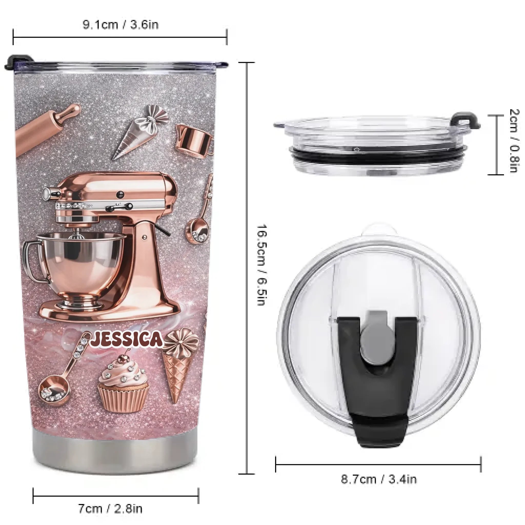 Love Baking Customized Thermos Cup - Personalized Name - Gifts For Chefs, Pastry Chefs, Baking Enthusiasts