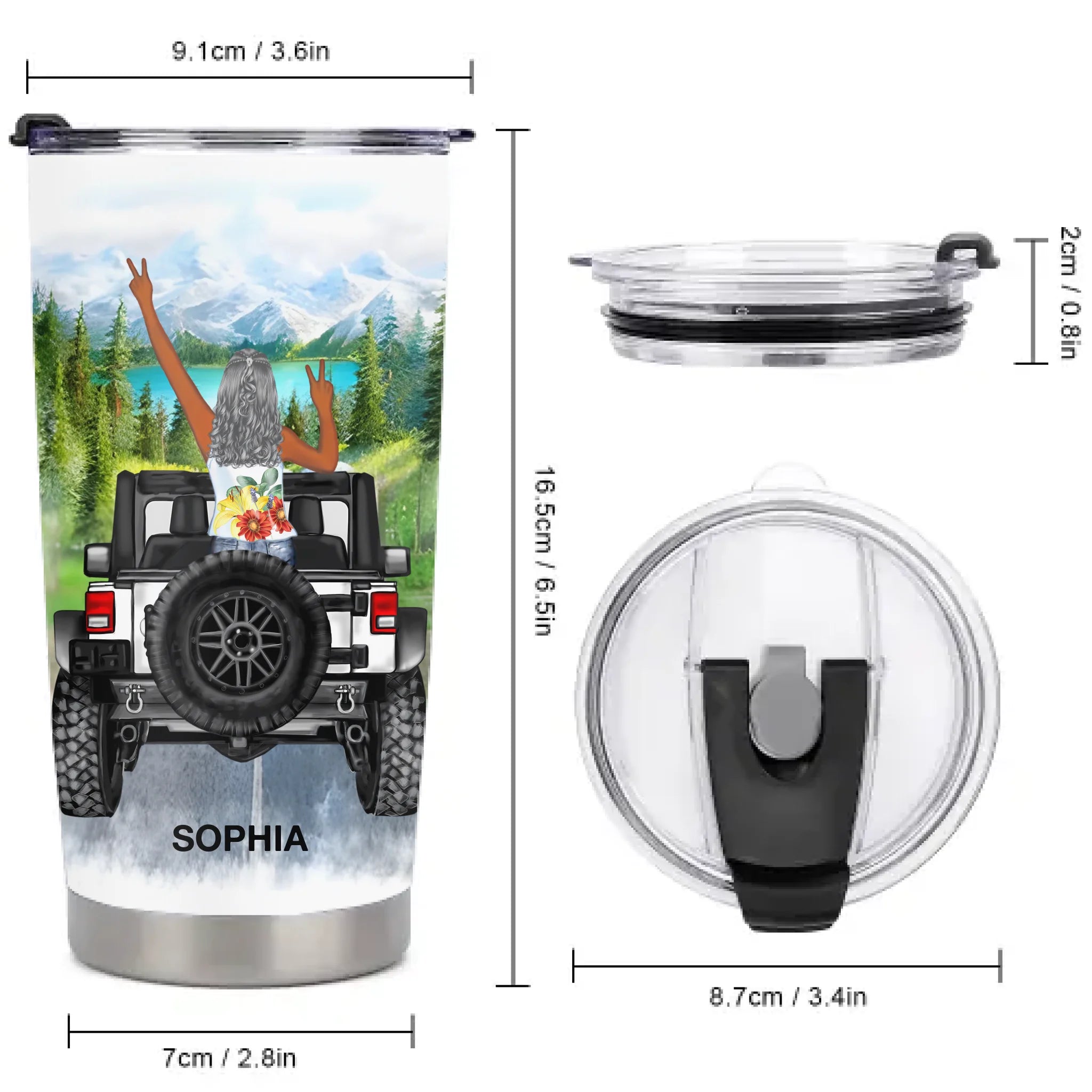 Jeep Girl Customized Thermos Cup - Personalized Character Images And Names - Gift For Jeep Girl, Sister, Friends