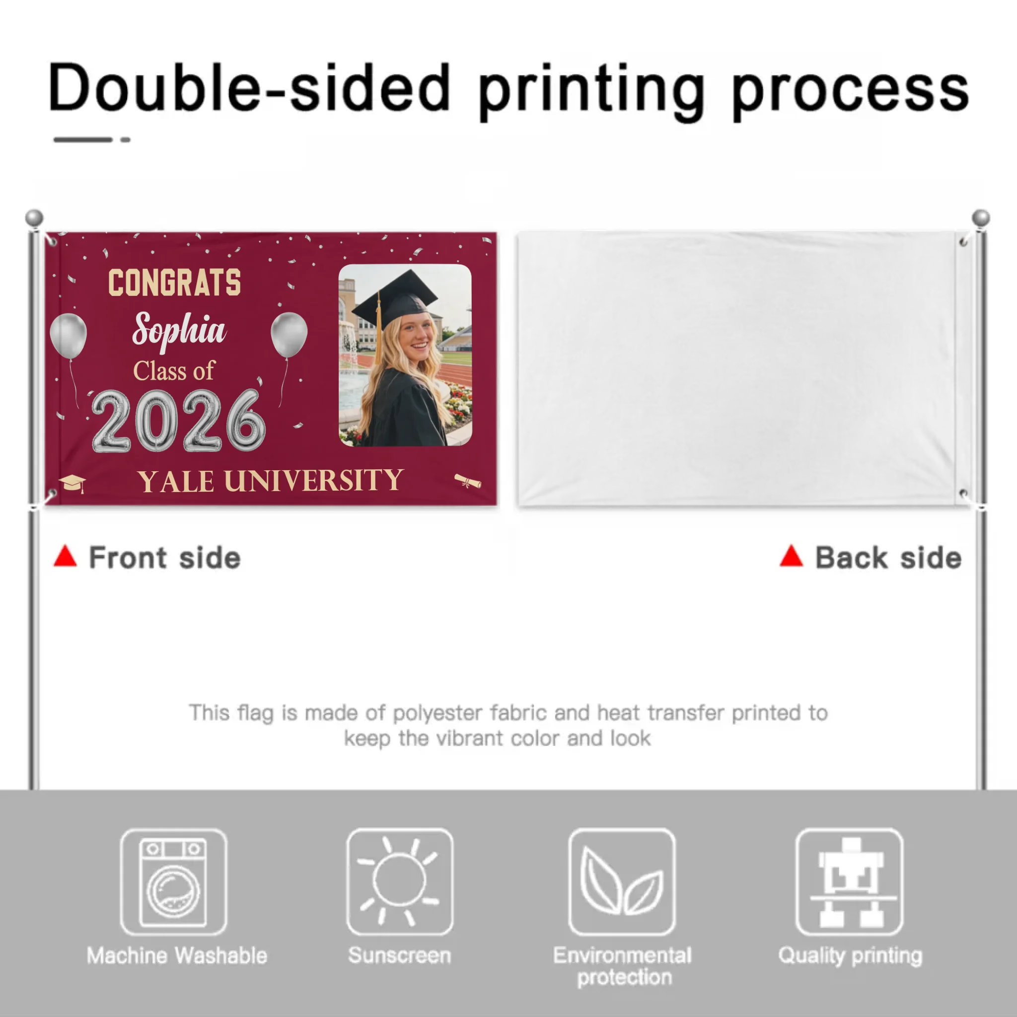 Congrats Proud Graduation Of The Class Customized Flag - Personalized Name, School Name, Photo Flag - Gift for Graduates