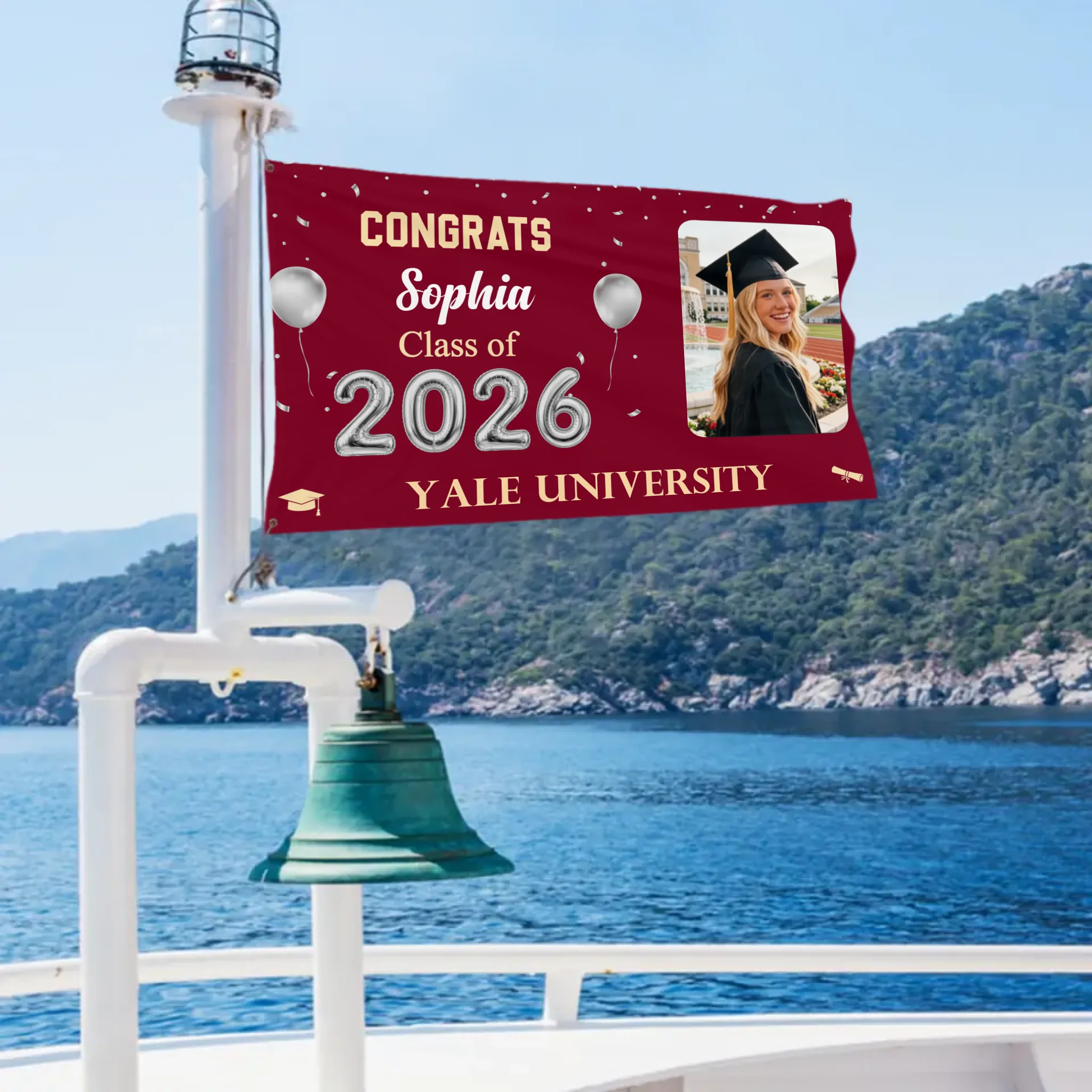 Congrats Proud Graduation Of The Class Customized Flag - Personalized Name, School Name, Photo Flag - Gift for Graduates