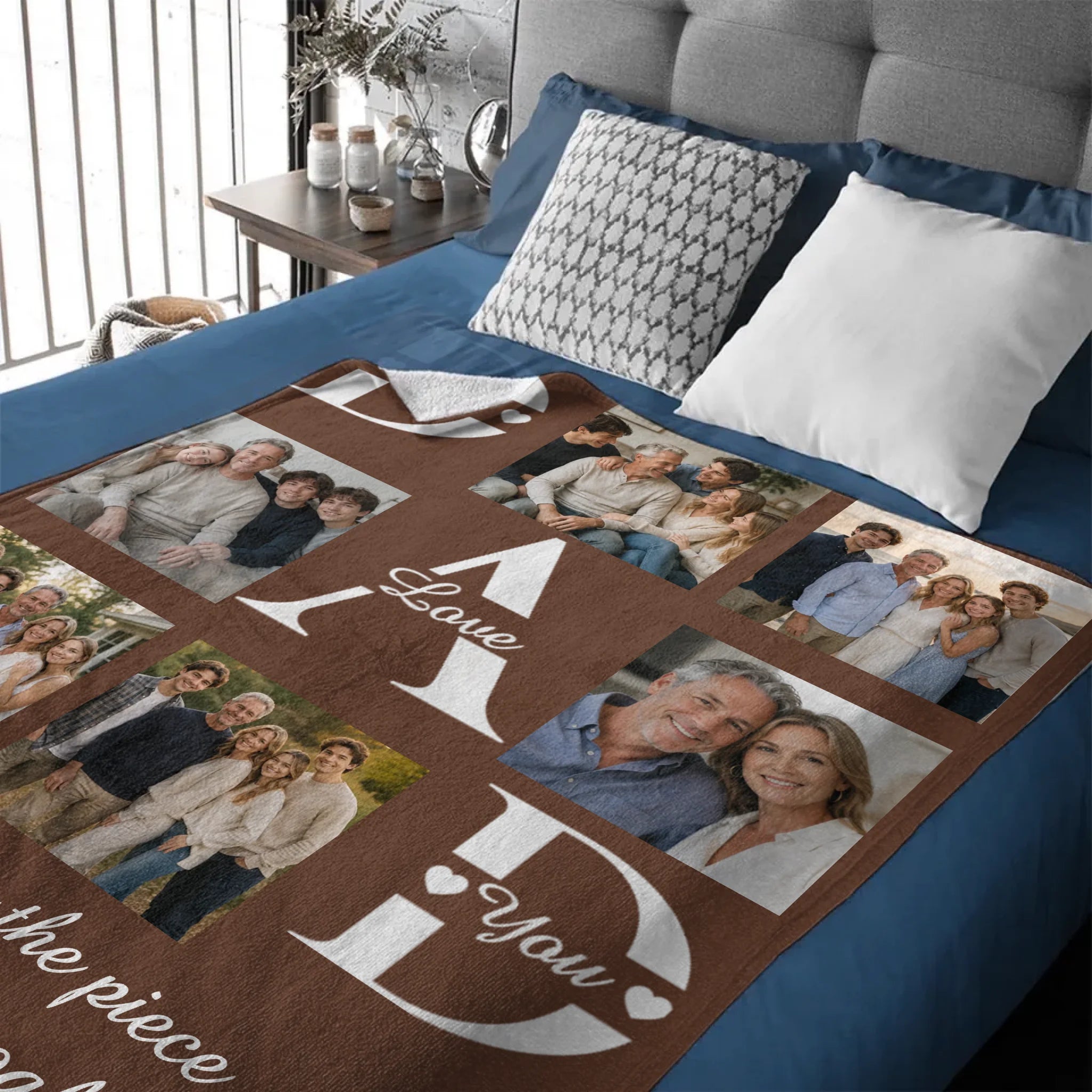 Customised Photo Dad You Are The Piece That Hold Us Together Blanket - Personalized Photo - Father's Day Gift For Husband, Dad, Grandpa, Wife, Mom