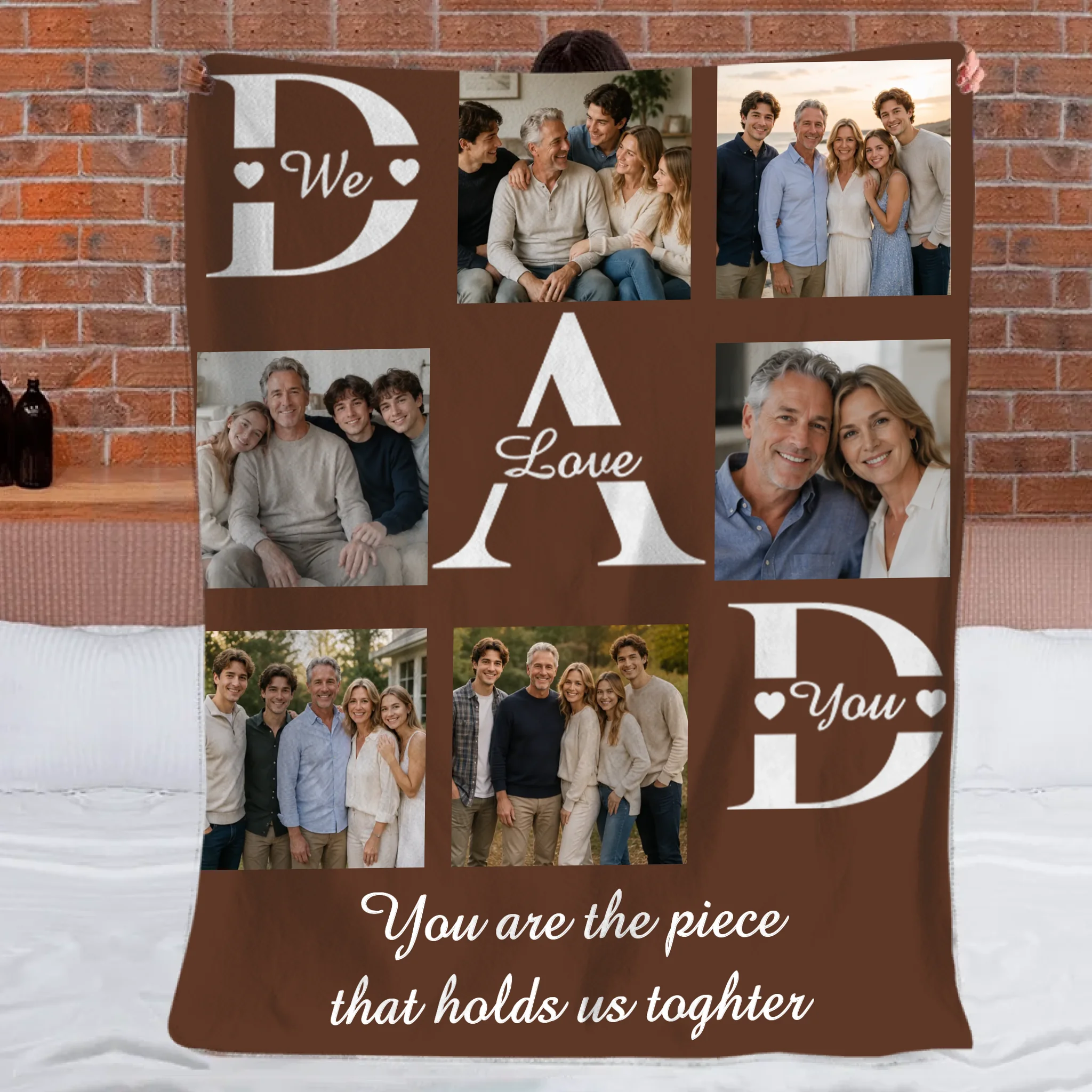 Customised Photo Dad You Are The Piece That Hold Us Together Blanket - Personalized Photo - Father's Day Gift For Husband, Dad, Grandpa, Wife, Mom