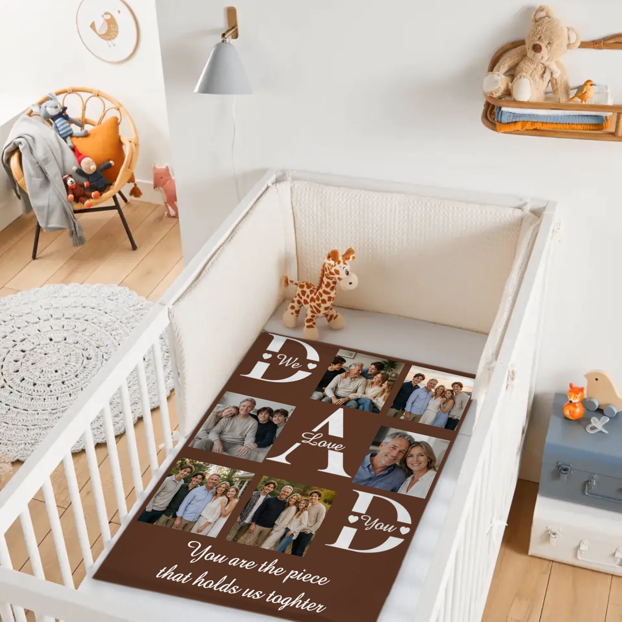 Customised Photo Dad You Are The Piece That Hold Us Together Blanket - Personalized Photo - Father's Day Gift For Husband, Dad, Grandpa, Wife, Mom