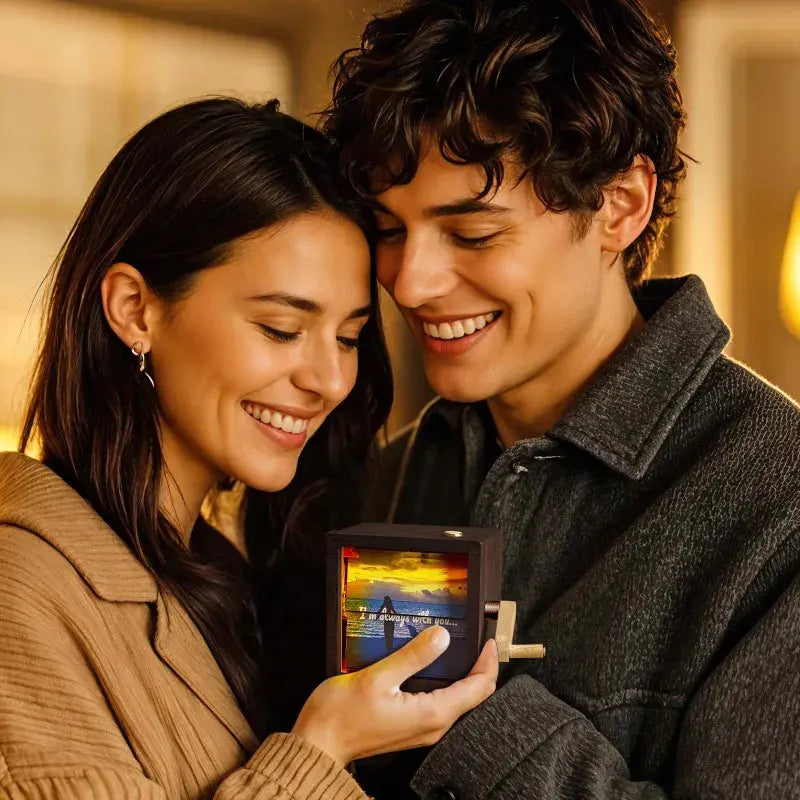 Custom Flipbook Frame with Light – Hand-Cranked Detachable Photos Animation Box, Auto 24-Frame Capture from Video – Unique Anniversary Gift