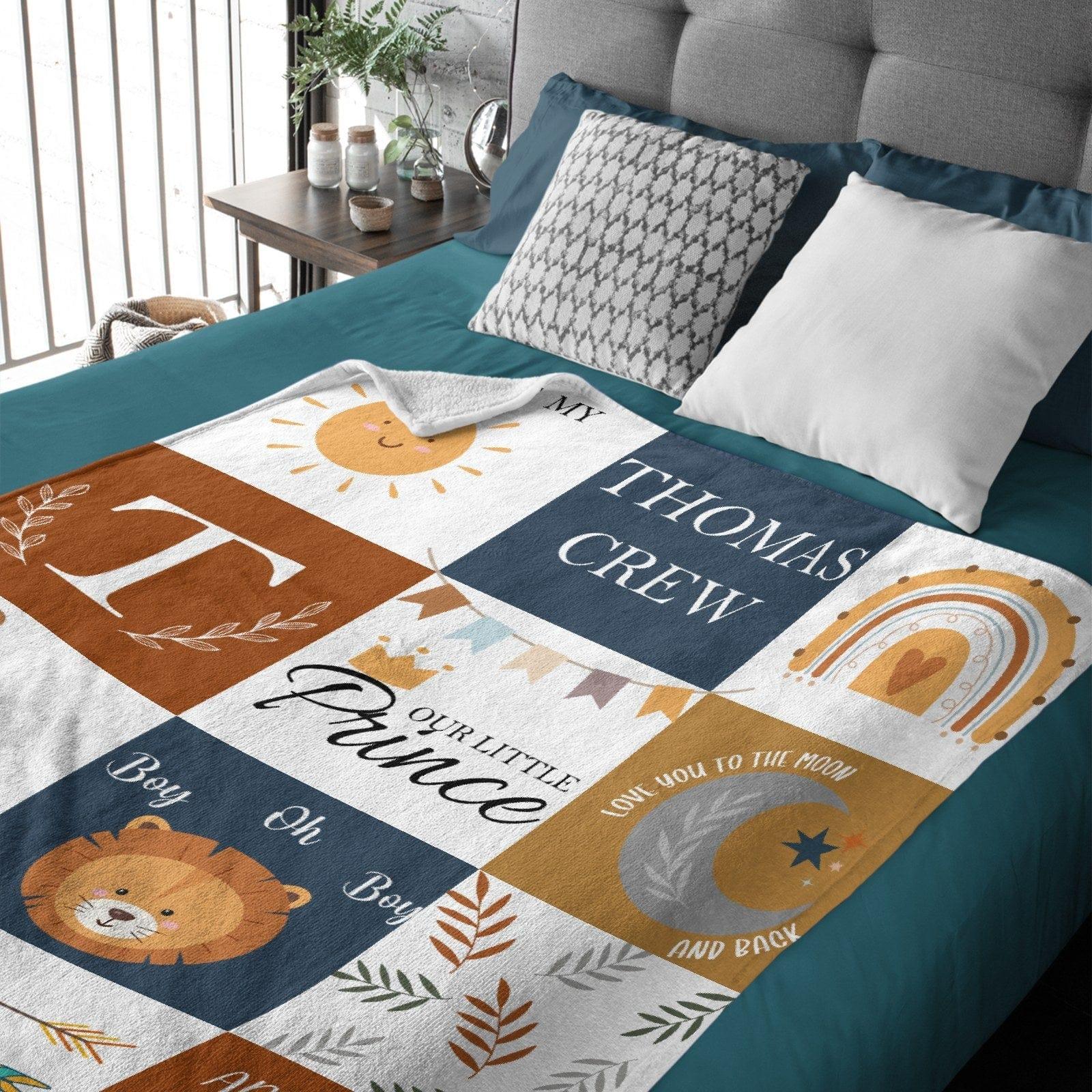 Baby Boy Blanket Personalized, Boho Wild Animal Boy Nursery Arrow Blanket - Joliny