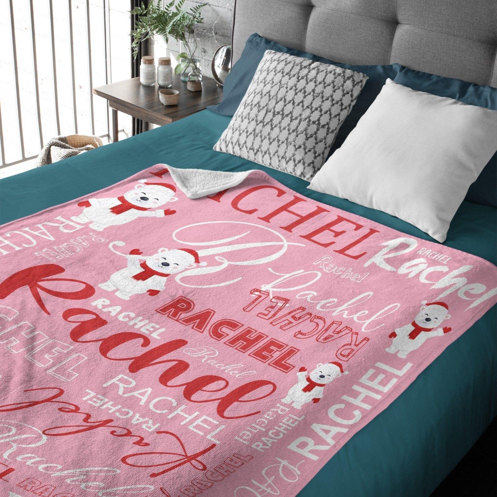 Christmas Bear Personalized Name Custom Blanket - Suitable for Baby Girls and Boys - Joliny