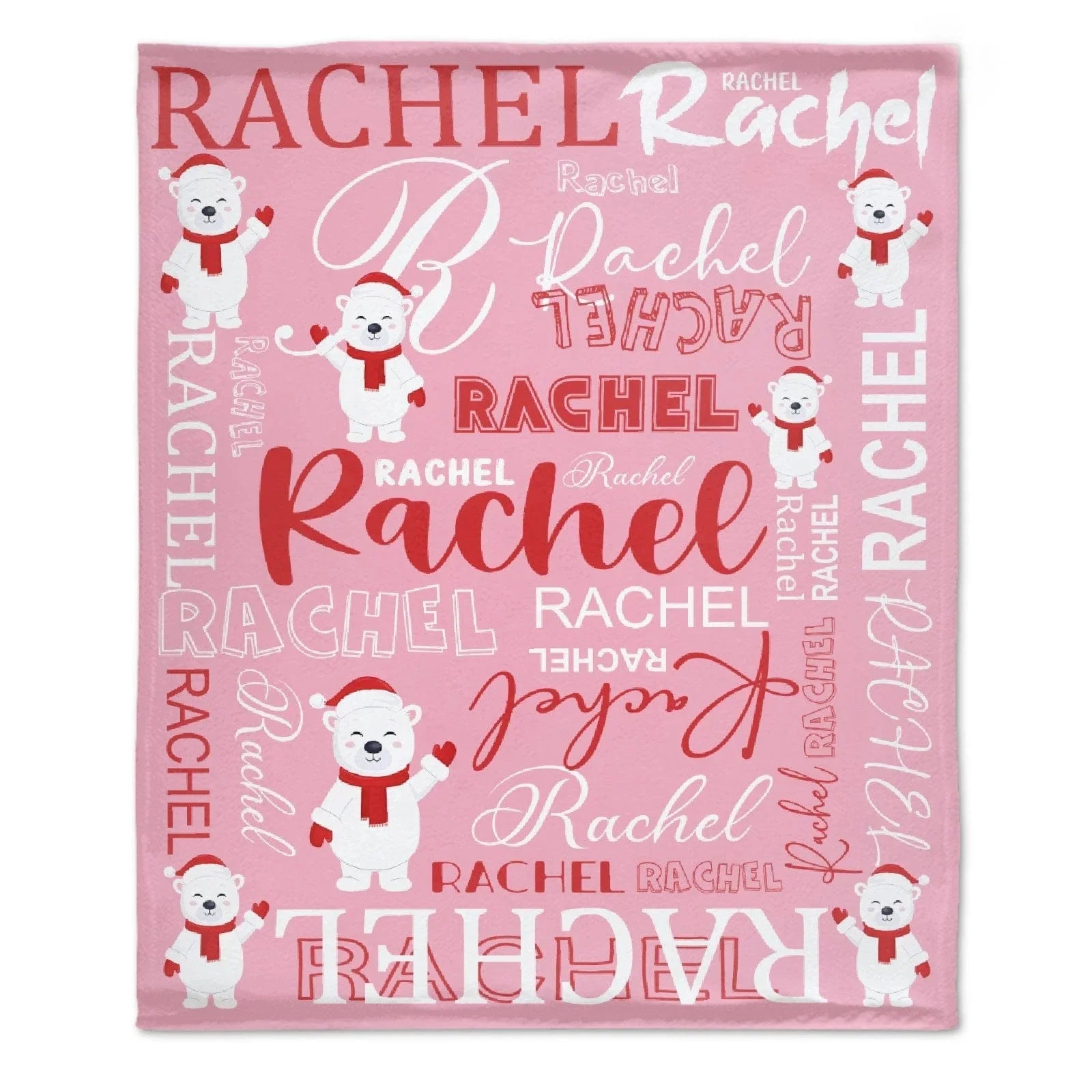 Christmas Bear Personalized Name Custom Blanket - Suitable for Baby Girls and Boys - Joliny