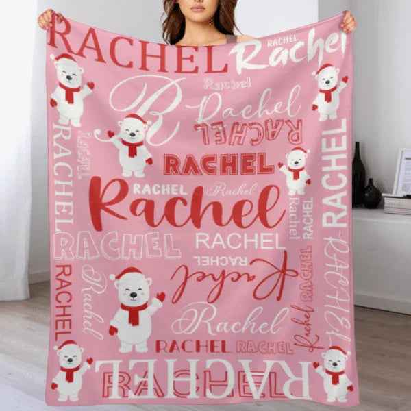 Christmas Bear Personalized Name Custom Blanket - Suitable for Baby Girls and Boys - Joliny