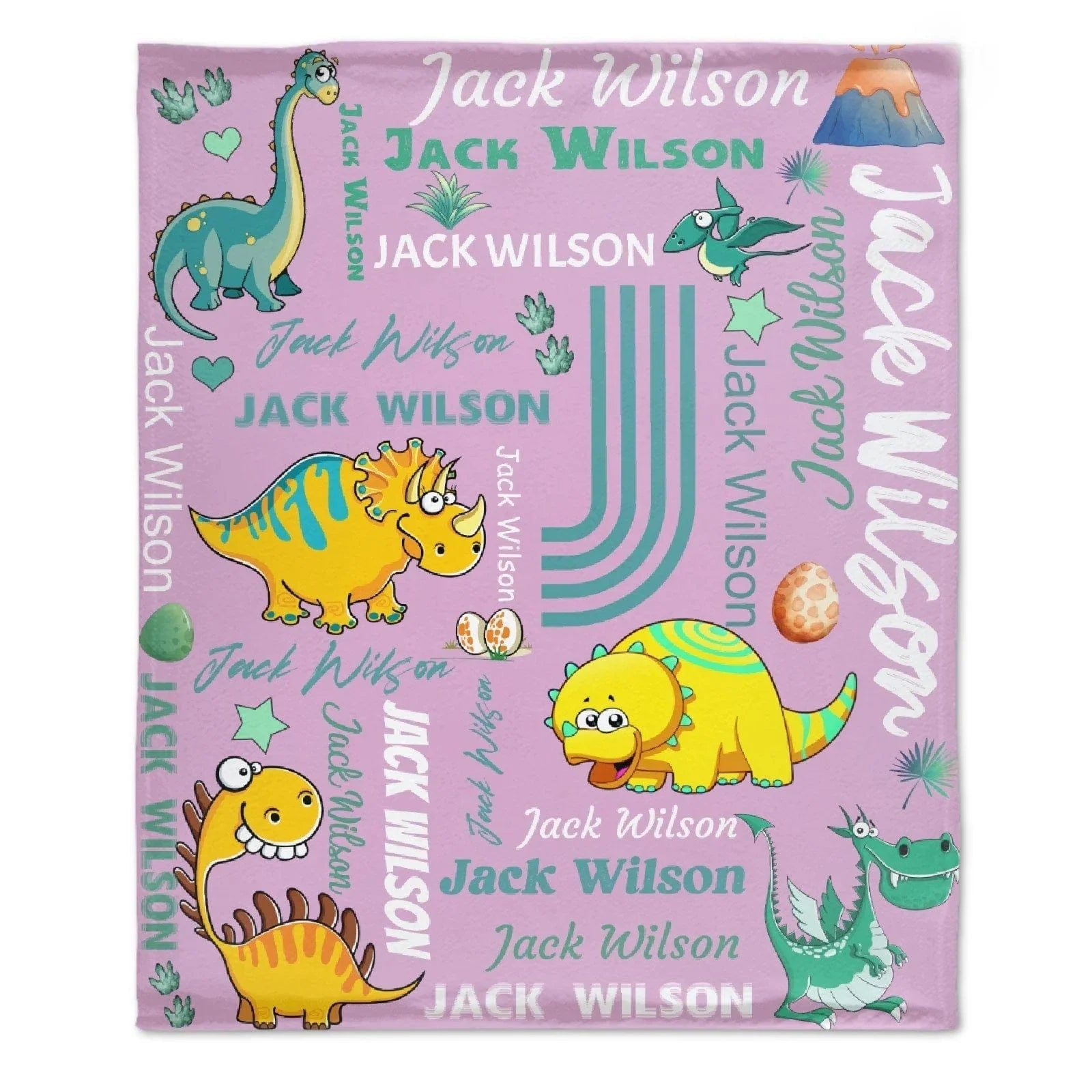 Customized Dinosaur Name Blanket - Dinosaur Print Custom Boy Blanket - Personalized Baby Birthday Gifts - Joliny