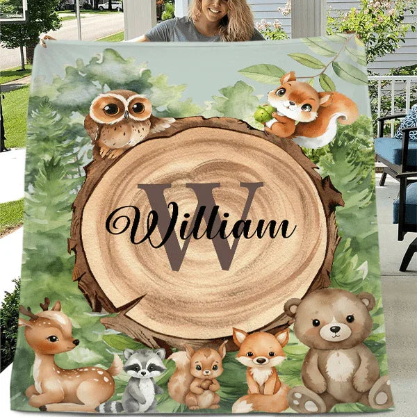 Forest Zoo-Name Customized Zoo Kids Blanket-Gift for Kids - Joliny