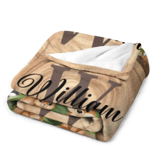 Forest Zoo-Name Customized Zoo Kids Blanket-Gift for Kids - Joliny