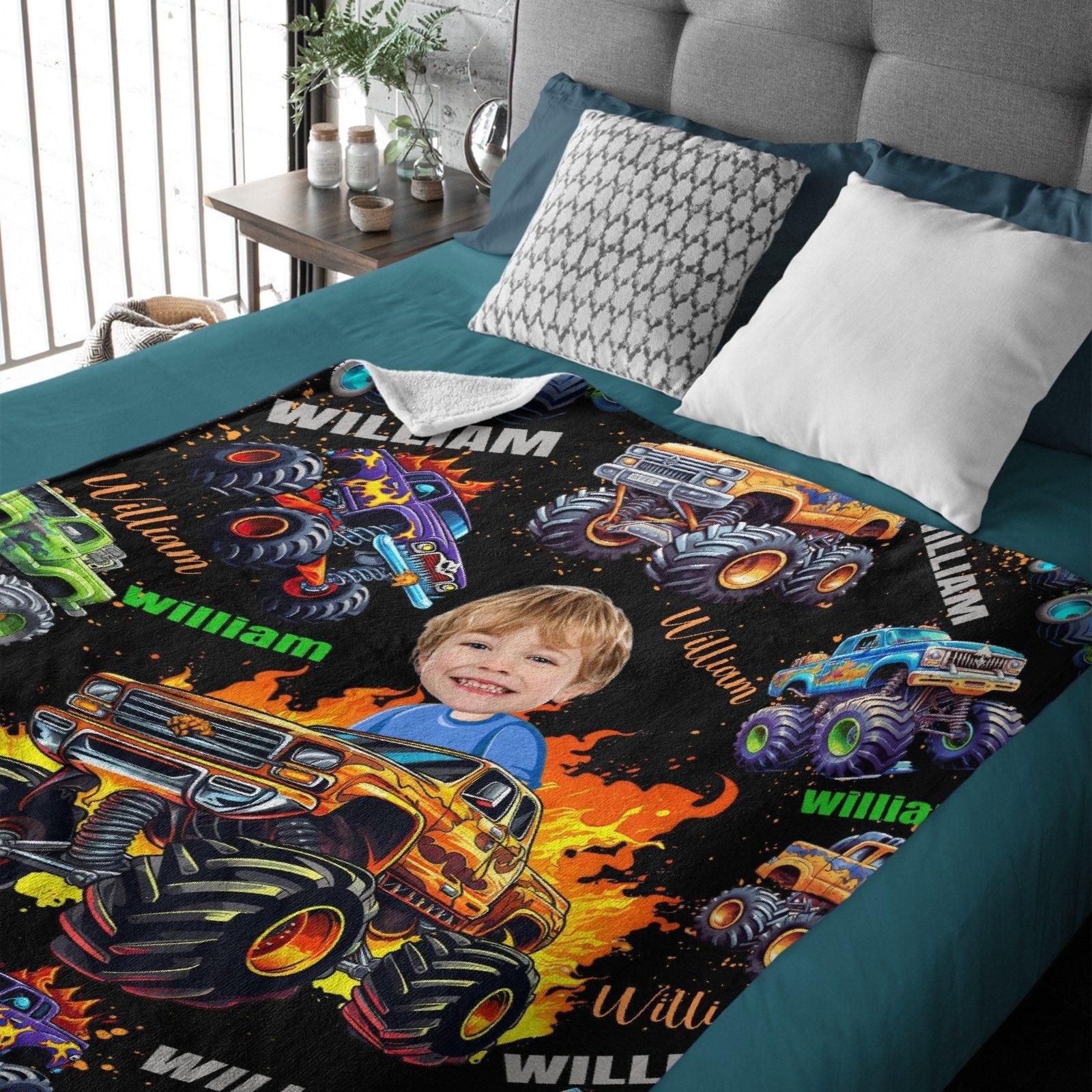 Name Face Custom Blanket Personalized Creative Boys Riding Truck Blanket - Joliny