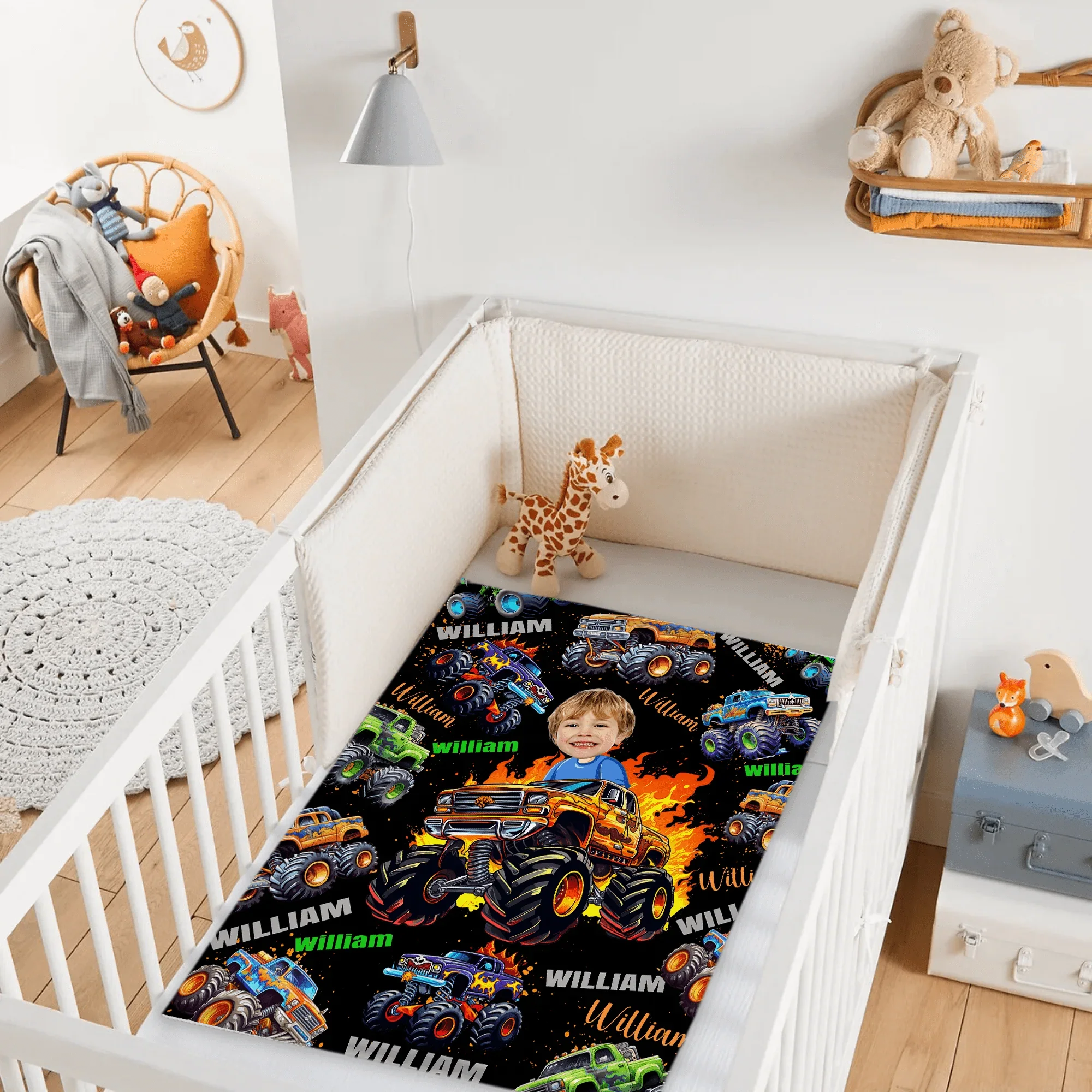 Name Face Custom Blanket Personalized Creative Boys Riding Truck Blanket - Joliny