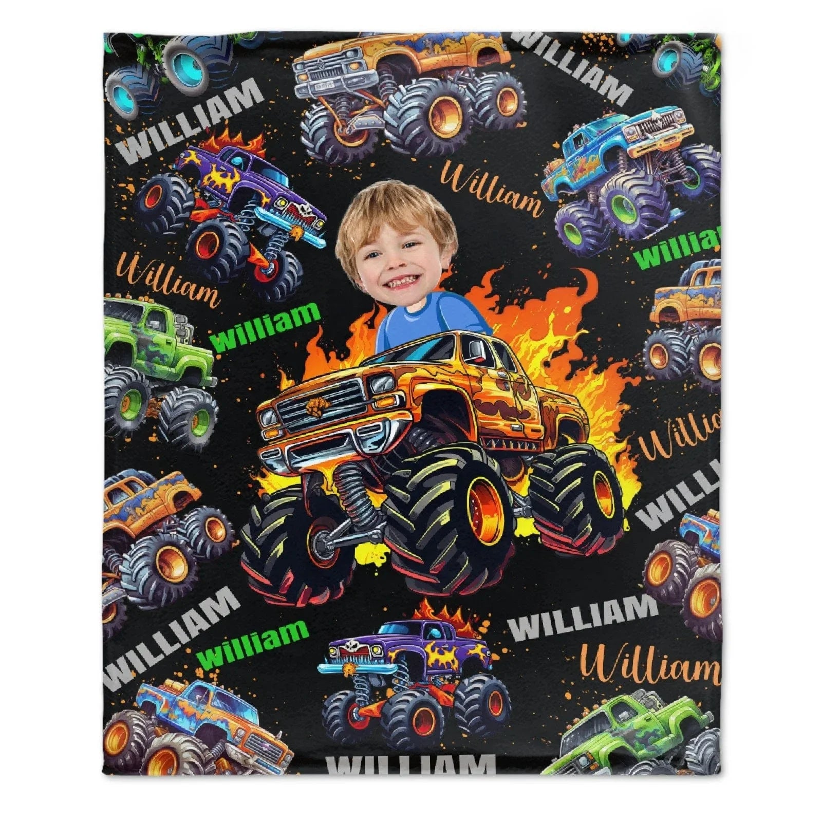 Name Face Custom Blanket Personalized Creative Boys Riding Truck Blanket - Joliny