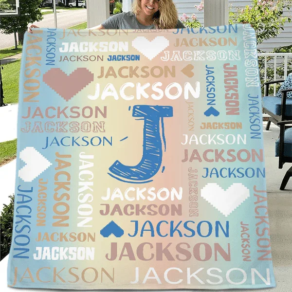Ombre Color Personalized Blanket With Name - Joliny