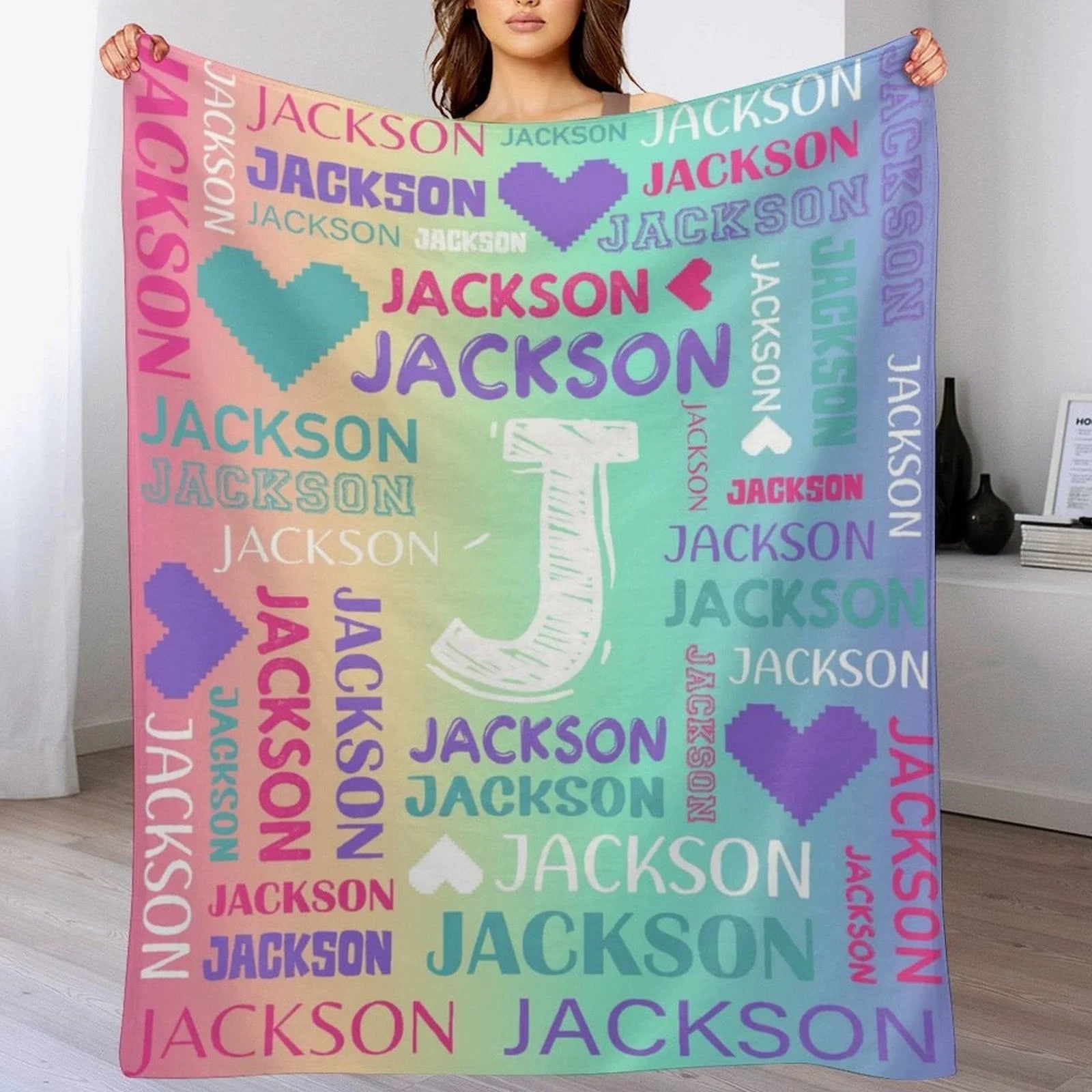 Ombre Color Personalized Blanket With Name - Joliny