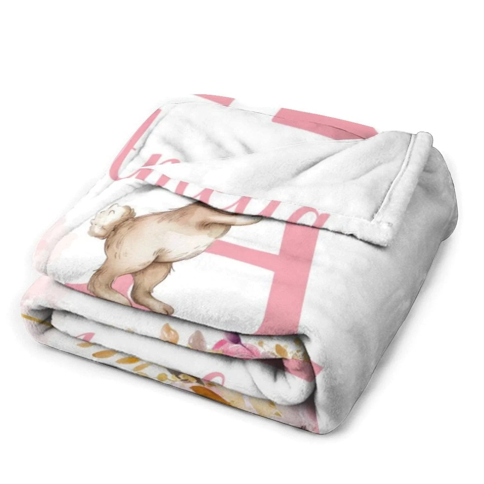 Personalized Baby Blanket with Name, Pink Bunny - Joliny