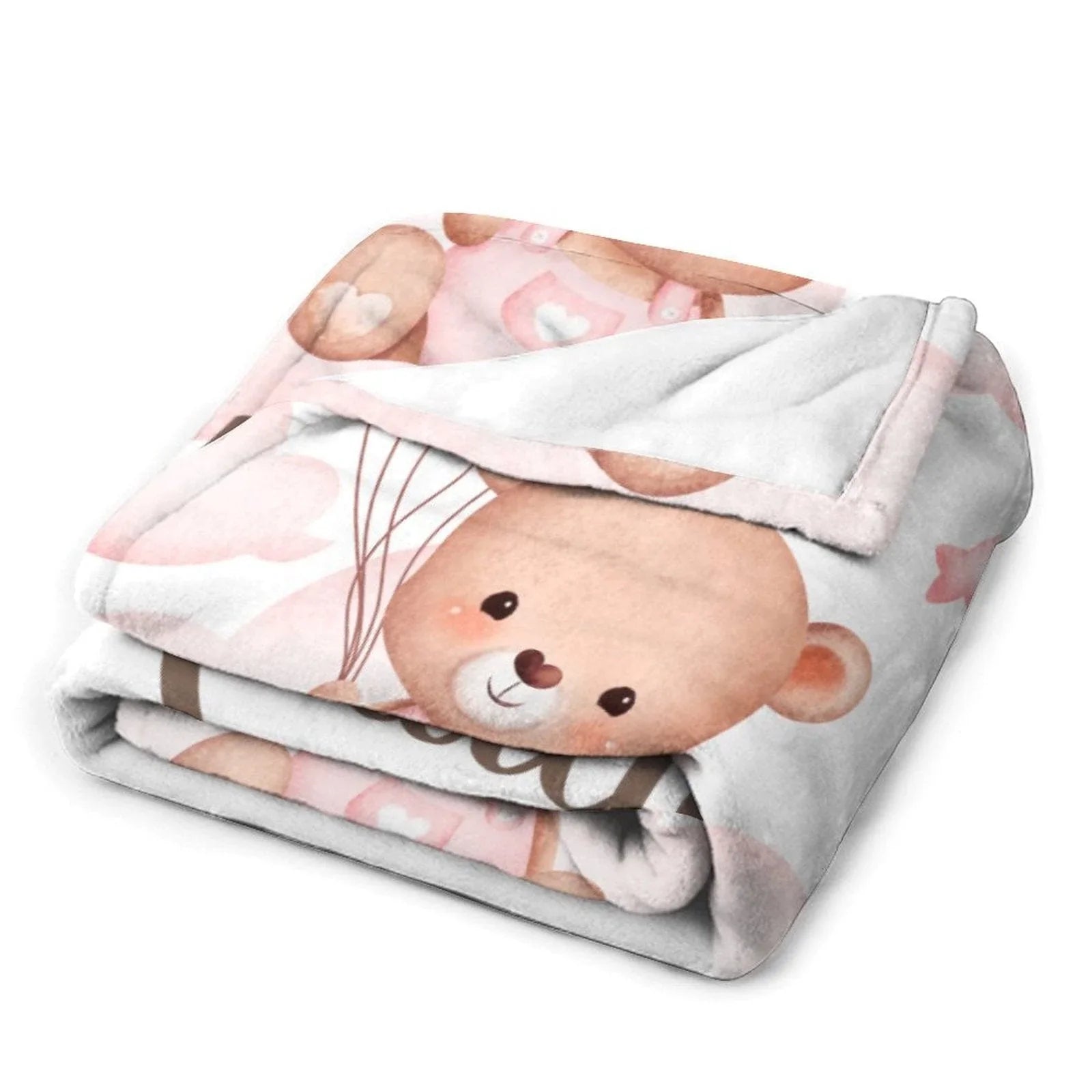 Personalized Balloon Bear Baby Name Blanket - Joliny