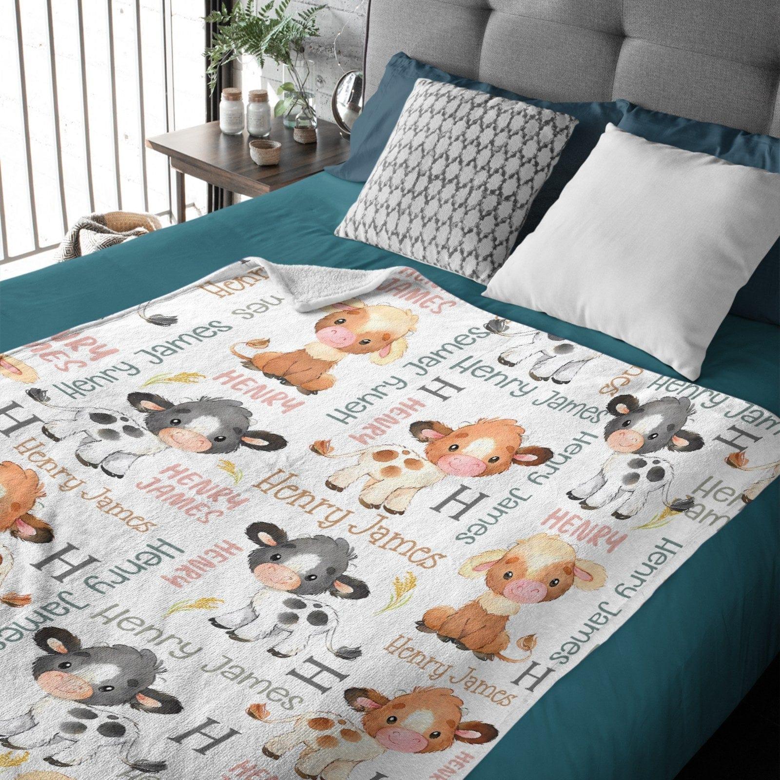 Personalized Black Brown Calf Name Blanket - Joliny