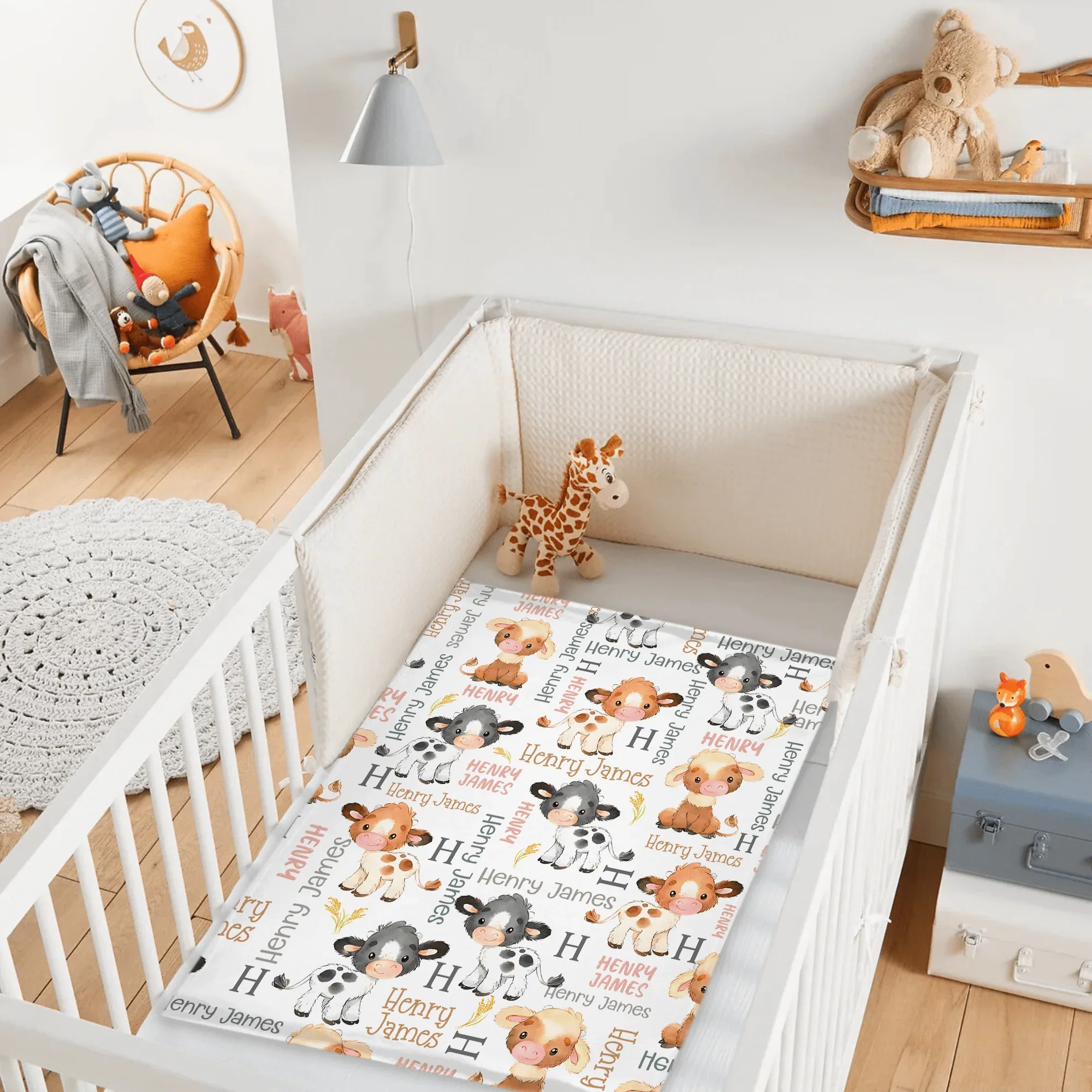 Personalized Black Brown Calf Name Blanket - Joliny