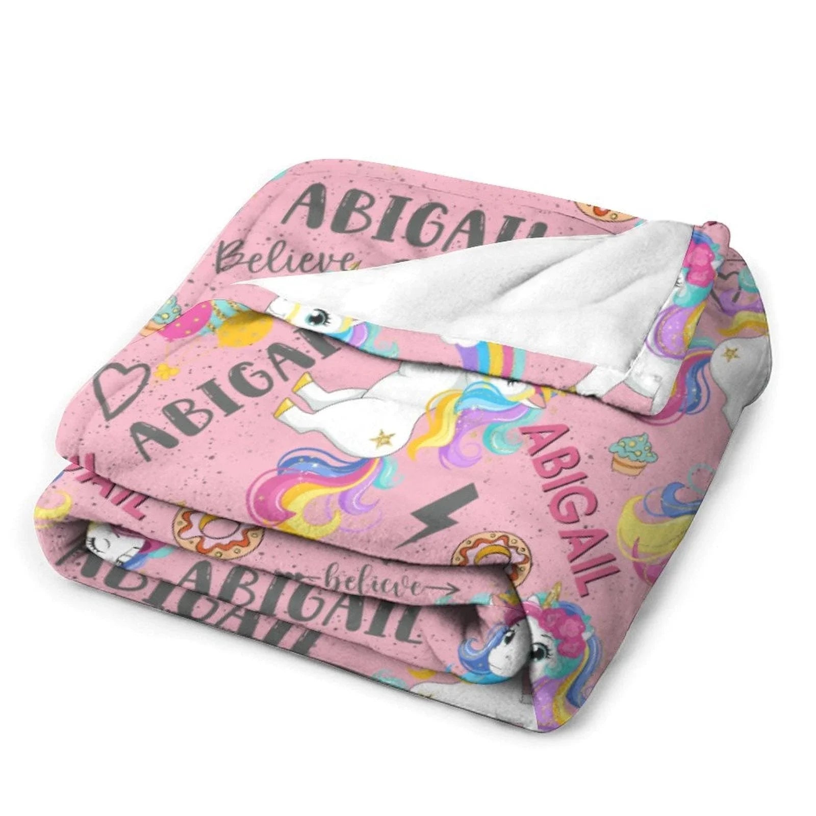 Personalized Black Pink Funny Unicorn Custom Name Blanket for Girls - Joliny