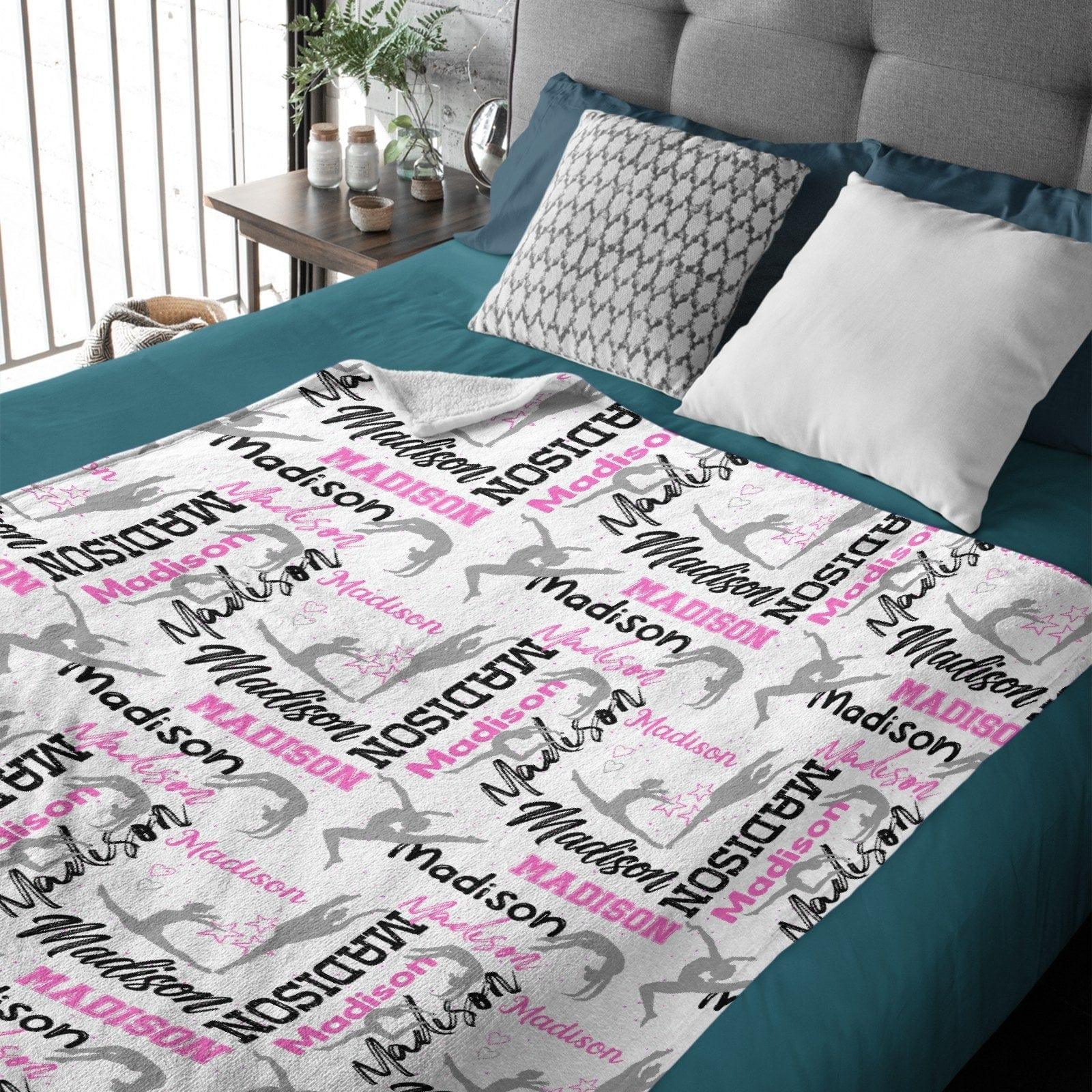 Personalized Gymnastics Blanket, Custom Girl Name - Joliny