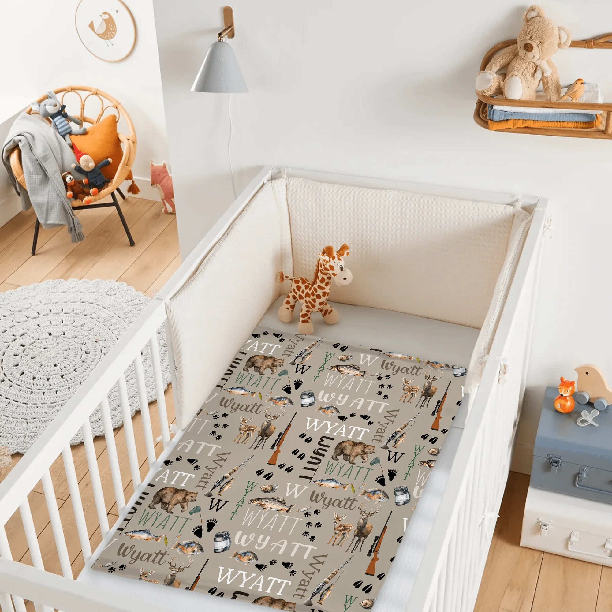 Personalized Hunting Fishing Blanket - Custom Hunting Baby Blanket- Hunting Baby Blanket - Personalized Name Blanket - Outdoors Bear Deer - Joliny