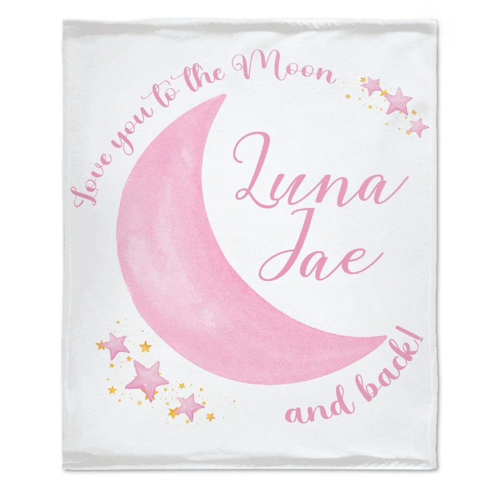 Personalized Moon Nursery Baby Blanket, Love You To The Moon and Back - Joliny