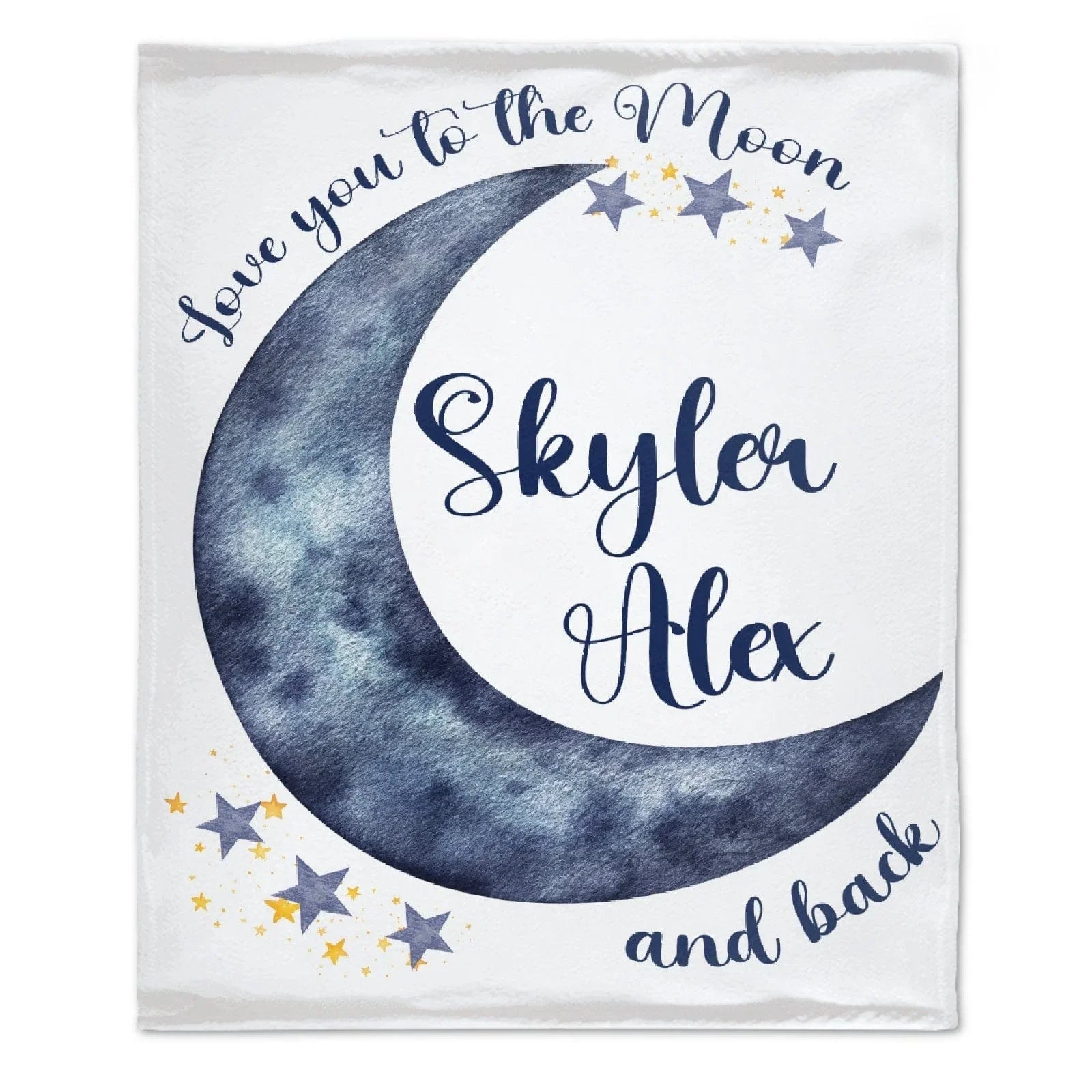 Personalized Moon Nursery Baby Blanket, Love You To The Moon and Back - Joliny