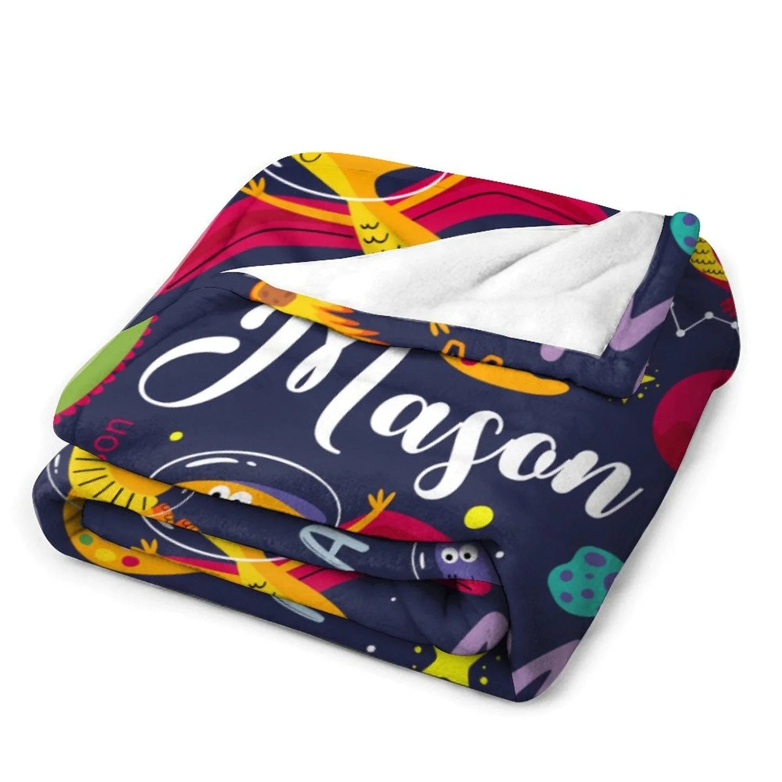 Personalized Outspace Dinosaur Blanket for Boys, Custom Name Blanket - Joliny