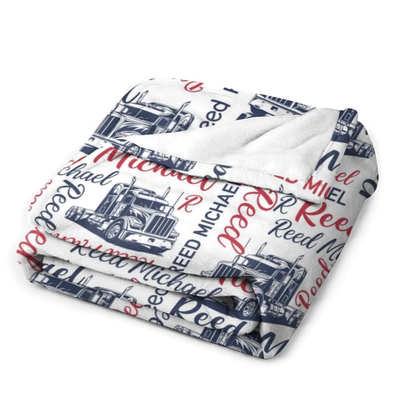 Personalized Semi Truck Baby Boy Blanket, Trucker Name Blanket - Joliny