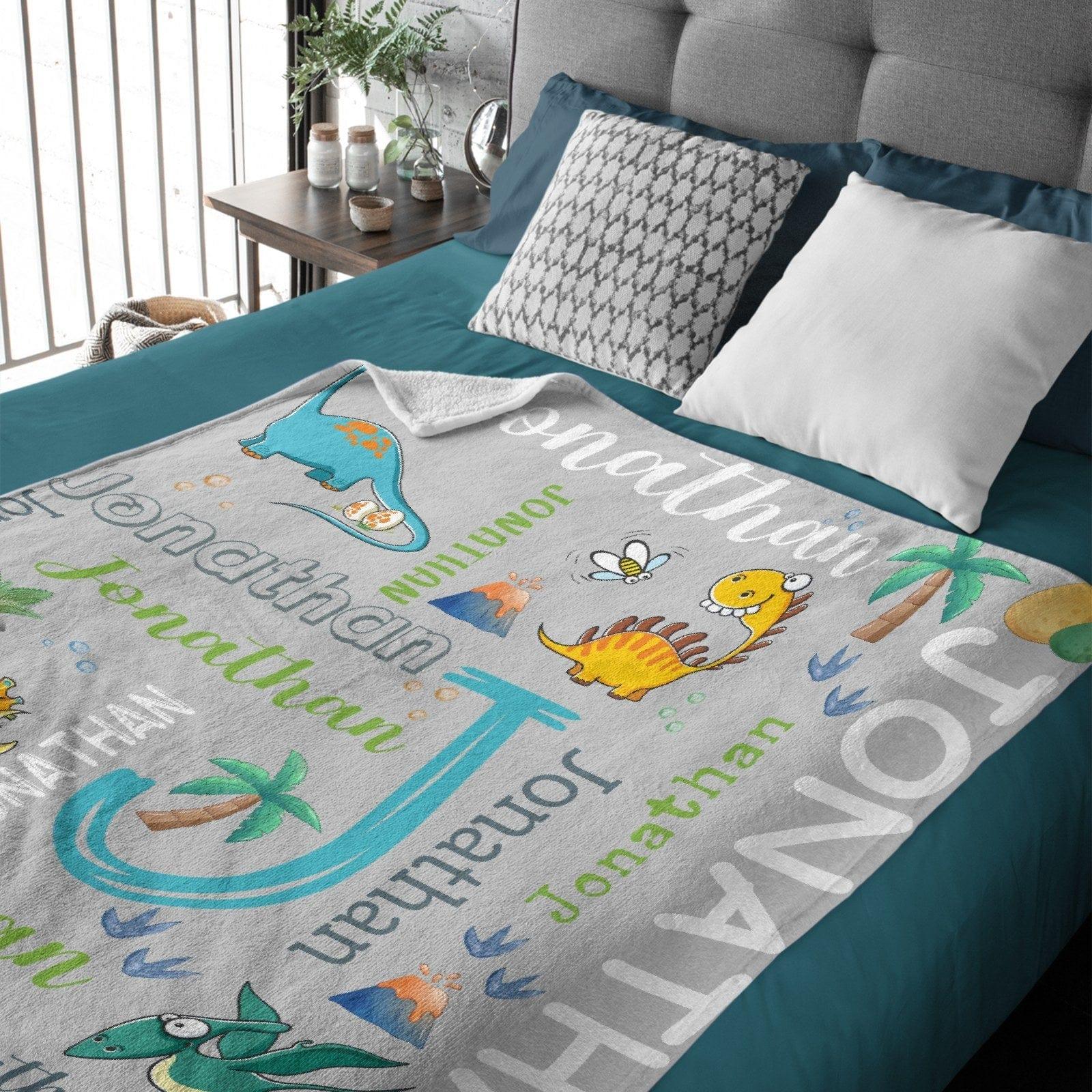 Personalized Watercolor Dinosaur Blanket - Joliny