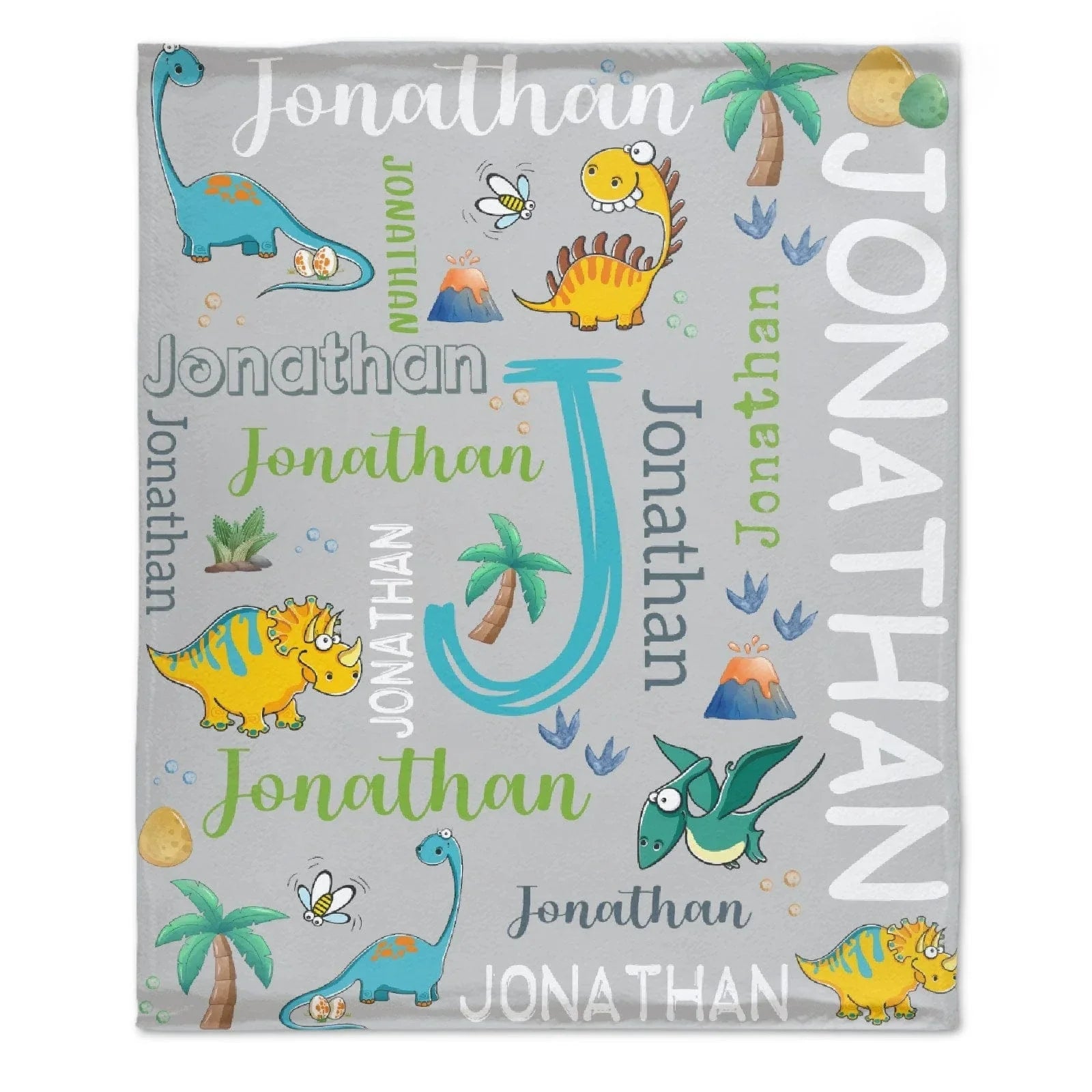 Personalized Watercolor Dinosaur Blanket - Joliny