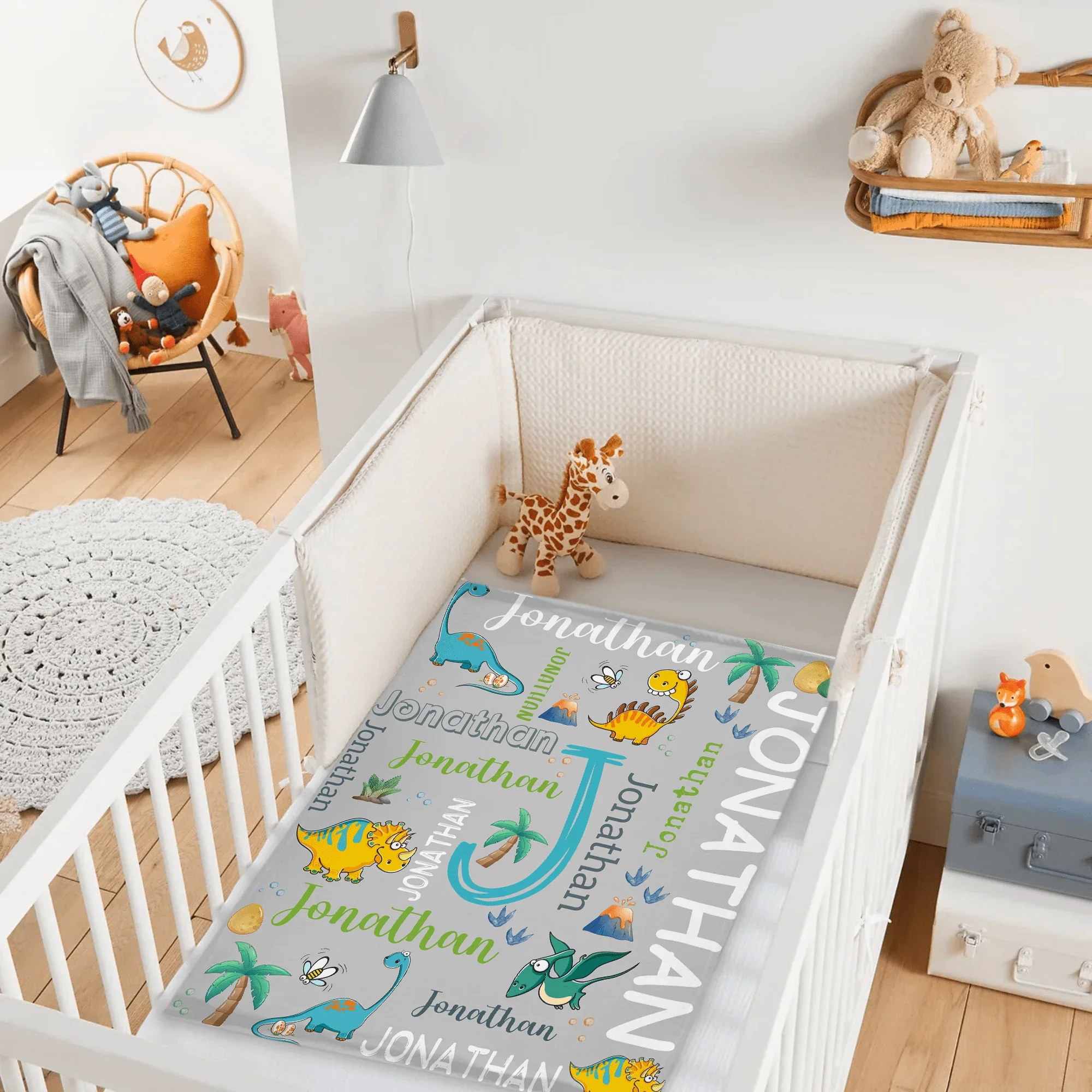 Personalized Watercolor Dinosaur Blanket - Joliny