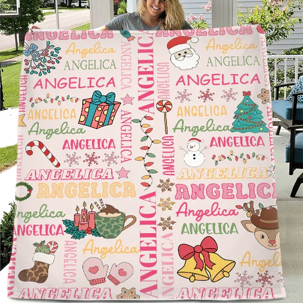 Santa Gifts - Personalized Name Custom Christmas Blankets - Christmas Gifts for the Family - Joliny