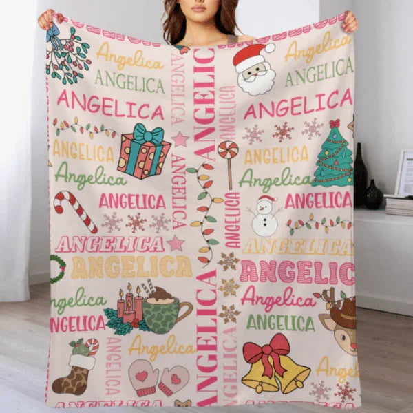 Santa Gifts - Personalized Name Custom Christmas Blankets - Christmas Gifts for the Family - Joliny
