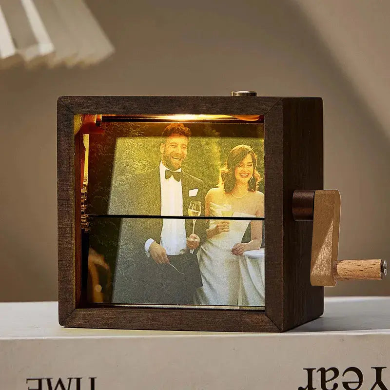 Custom Flipbook Frame with Light – Hand-Cranked Detachable Photos Animation Box, Auto 24-Frame Capture from Video – Unique Anniversary Gift