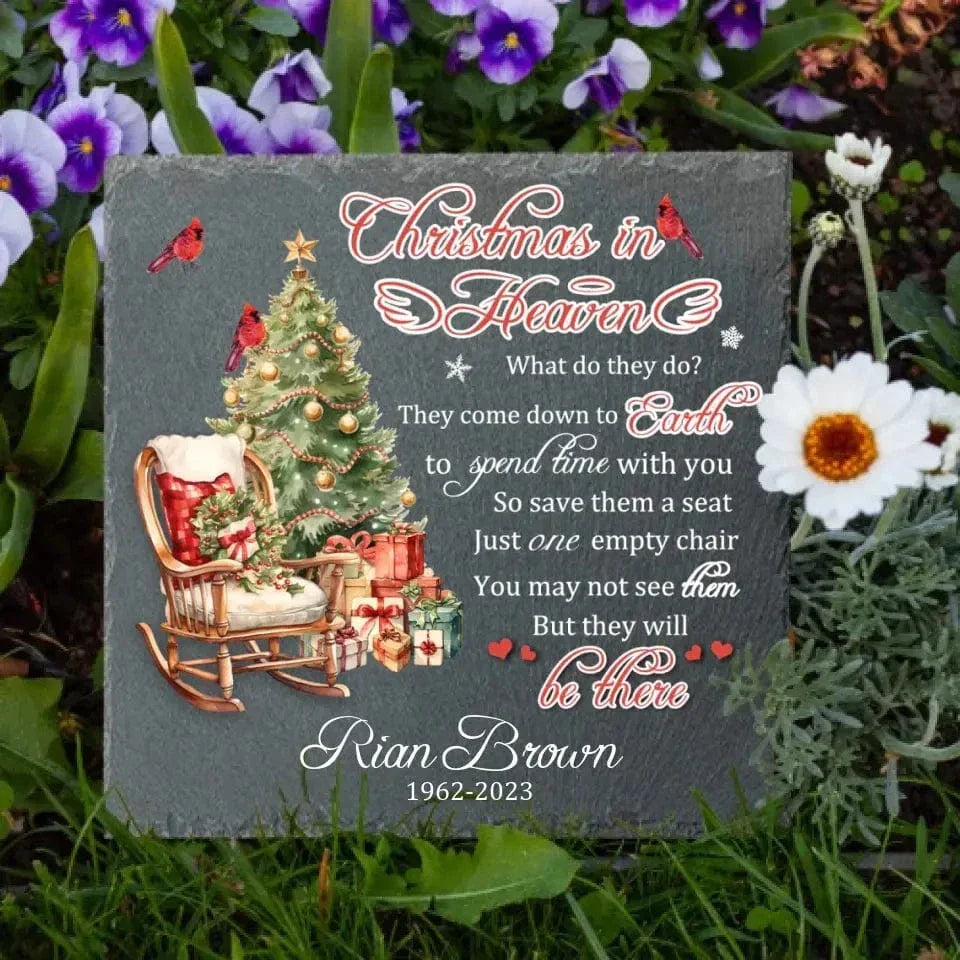 Christmas Memorial Personalized Custom Square Shaped Memorial Stone - Sympathy Gift For Family Members - Joliny