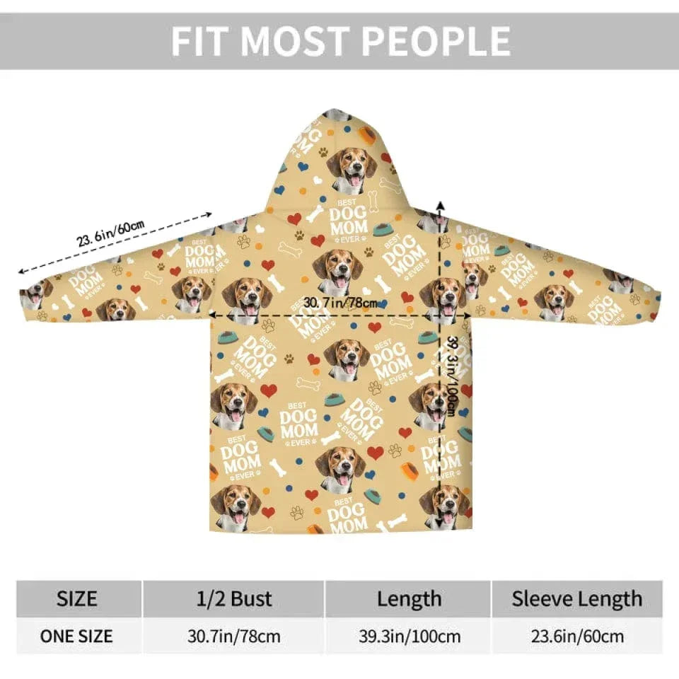 Custom Photo Best Dog Mom Dog Dad - Personalized Blanket Hoodie - Joliny