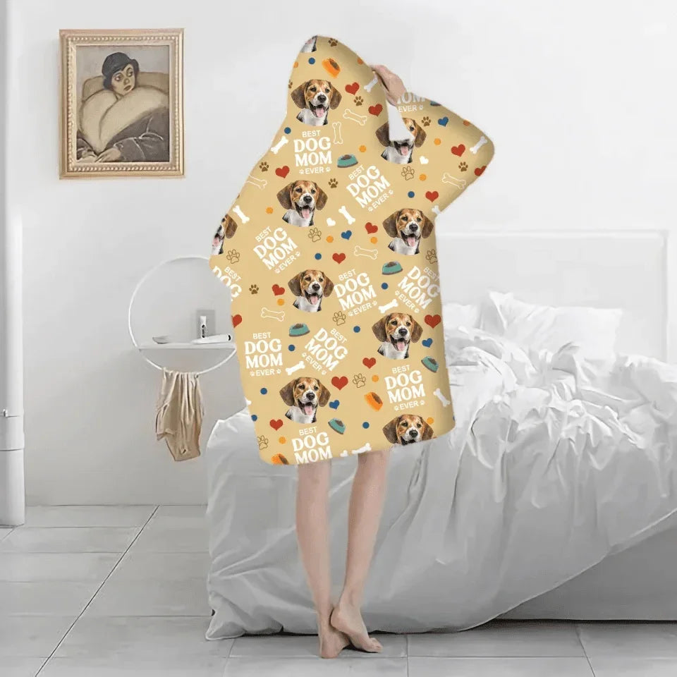 Custom Photo Best Dog Mom Dog Dad - Personalized Blanket Hoodie - Joliny