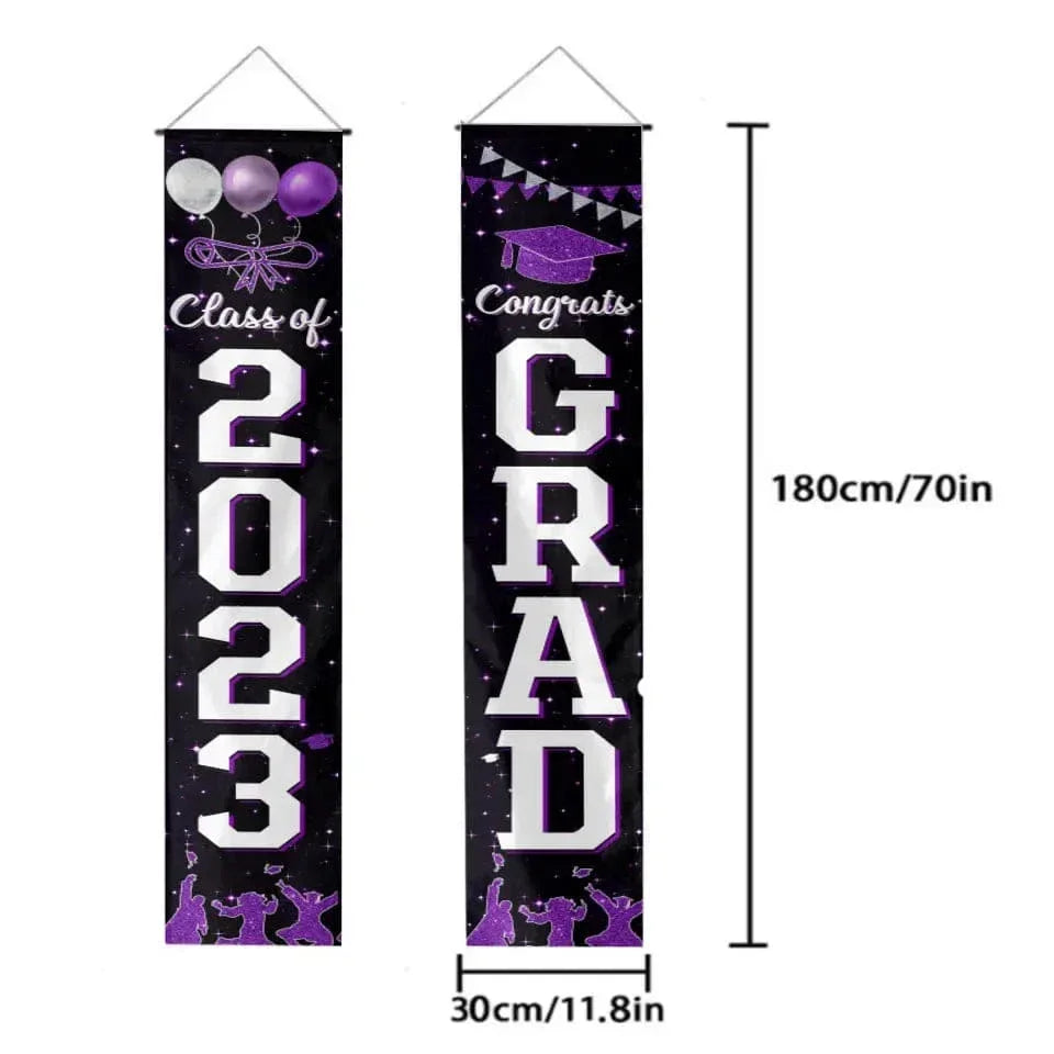 2024 Graduation Decorations-Class of 2024 Congrats Grad Porch Purple Sign Banner - Joliny