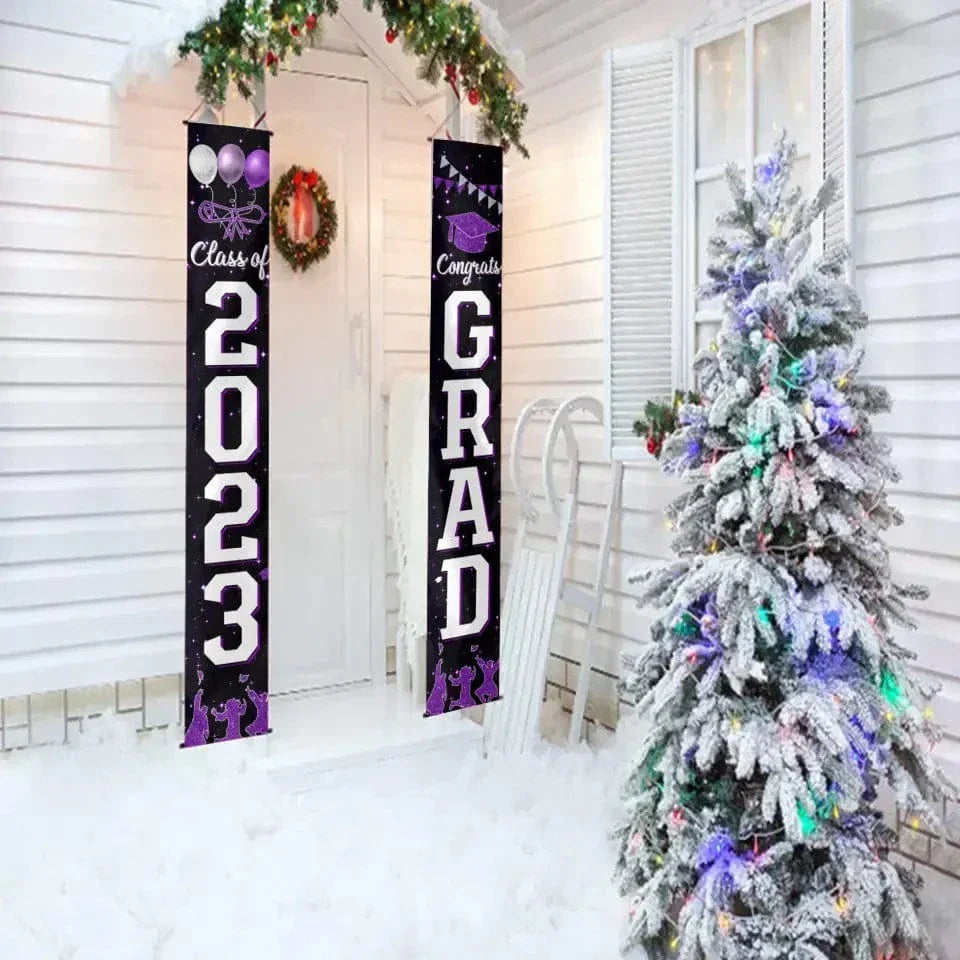 2024 Graduation Decorations-Class of 2024 Congrats Grad Porch Purple Sign Banner - Joliny