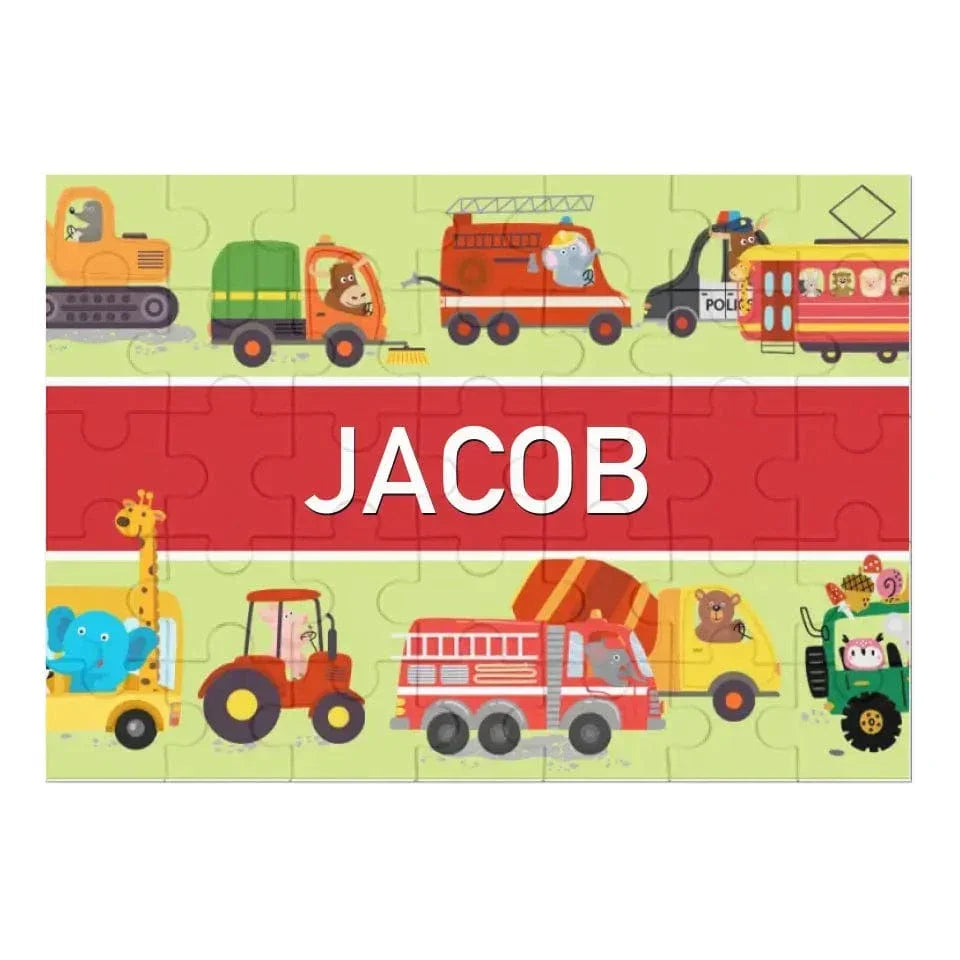 Personalized Name Puzzle for Kids, Animals Trucks - Joliny